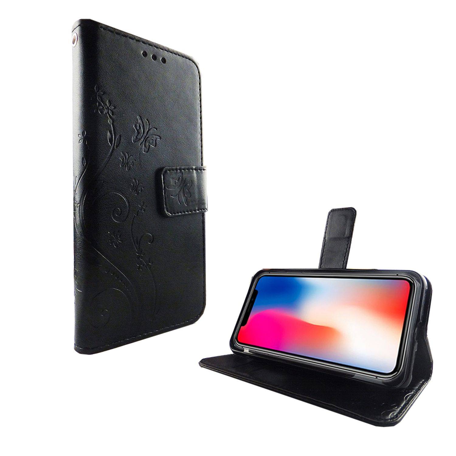Apple iPhone X / iPhone XS Handyhülle Bookcover Schwarz