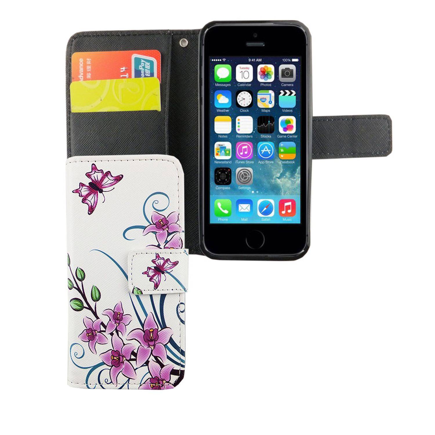 Apple iPhone 5 / 5s / SE Handyhülle Bookcover Weiß