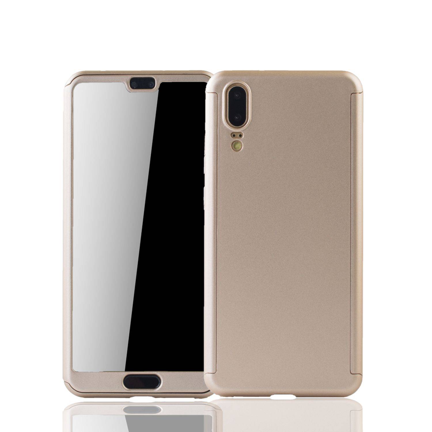 Huawei P20 Handyhülle 360 Grad Schutz Full Cover Gold