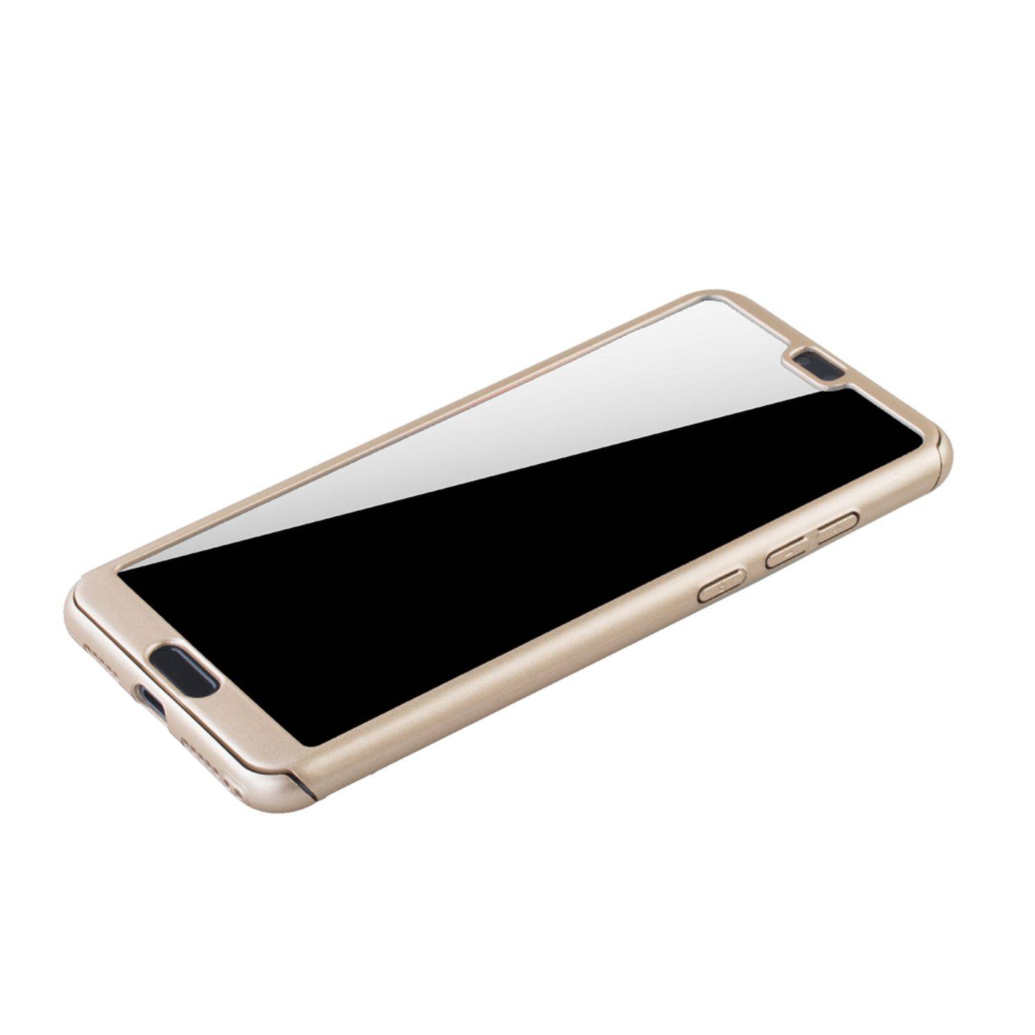 Huawei P20 Handyhülle 360 Grad Schutz Full Cover Gold