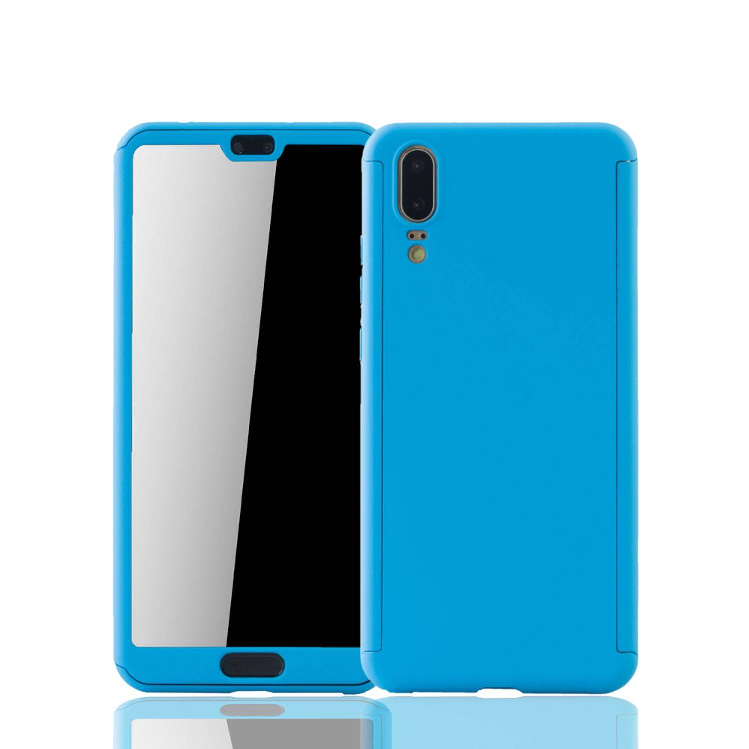 Huawei P20 Handyhülle 360 Grad Schutz Full Cover Blau
