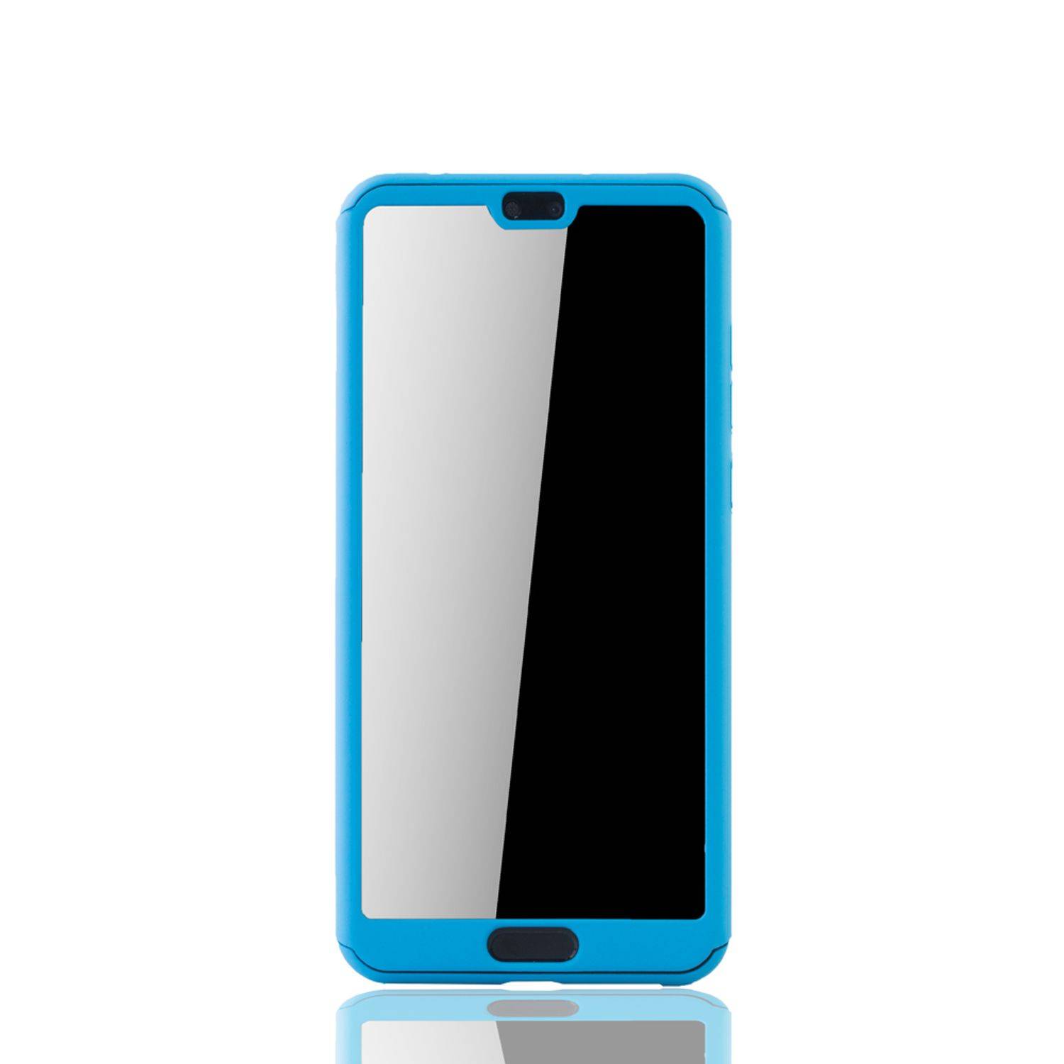 Huawei P20 Handyhülle 360 Grad Schutz Full Cover Blau
