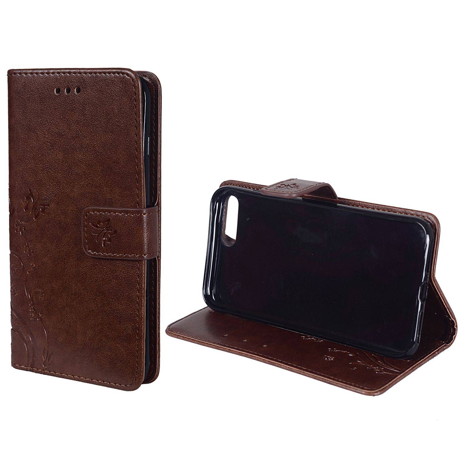 Apple iPhone 8 Plus Handyhülle Bookcover Braun