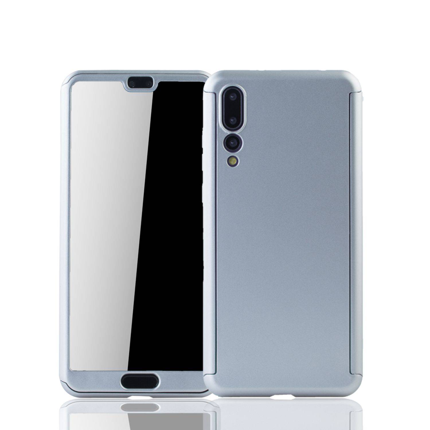 Huawei P20 Pro Handyhülle 360 Grad Schutz Full Cover Silber