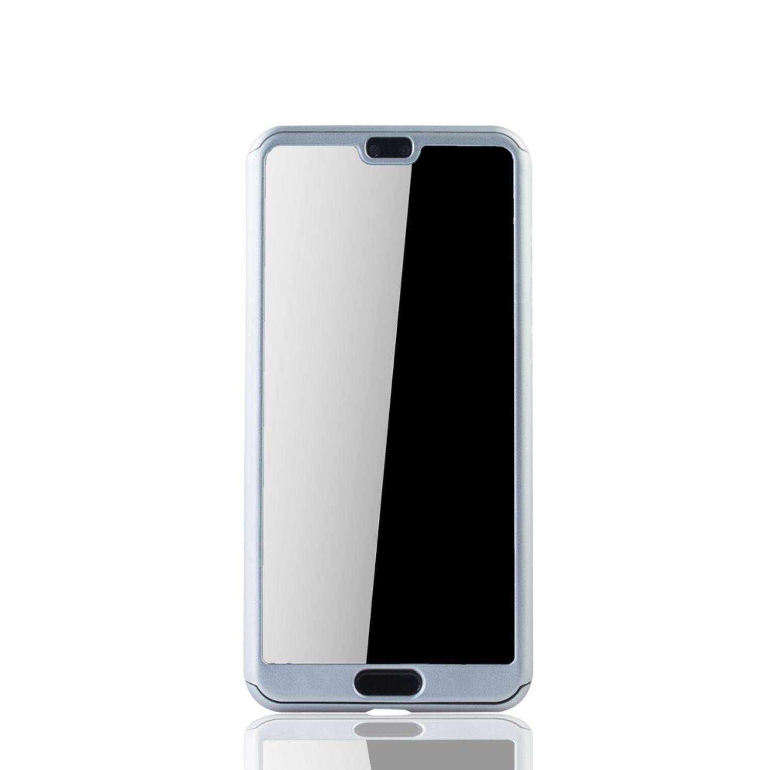 Huawei P20 Pro Handyhülle 360 Grad Schutz Full Cover Silber