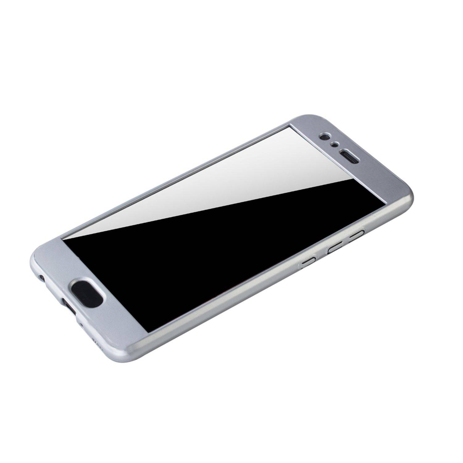 Huawei P10 Plus Handyhülle 360 Grad Schutz Full Cover Silber