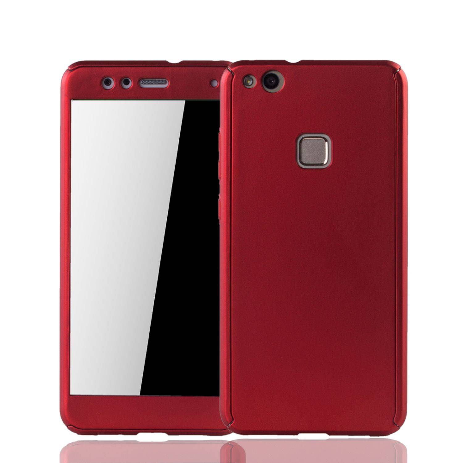 Huawei P10 Lite Handyhülle 360 Grad Schutz Full Cover Rot