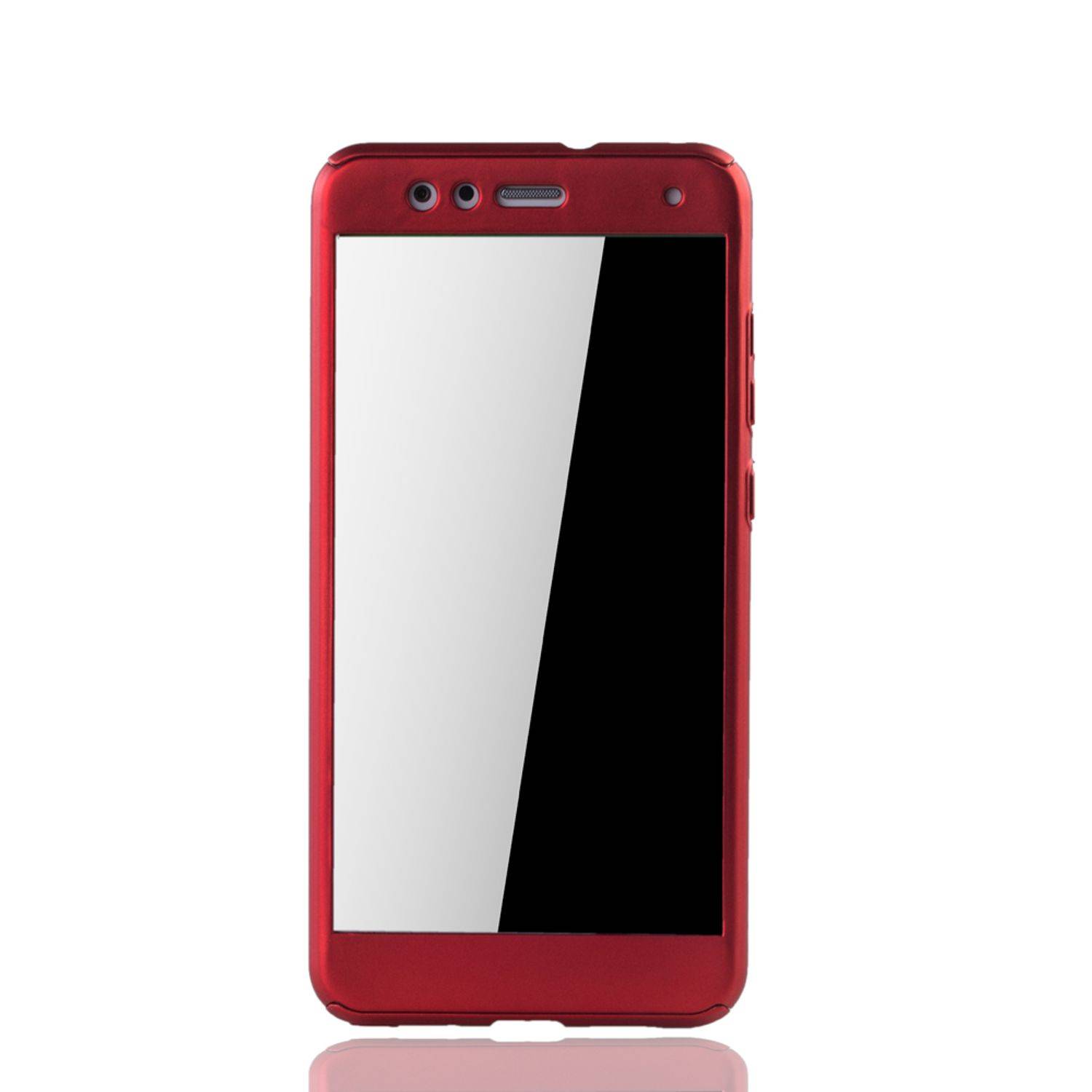 Huawei P10 Lite Handyhülle 360 Grad Schutz Full Cover Rot