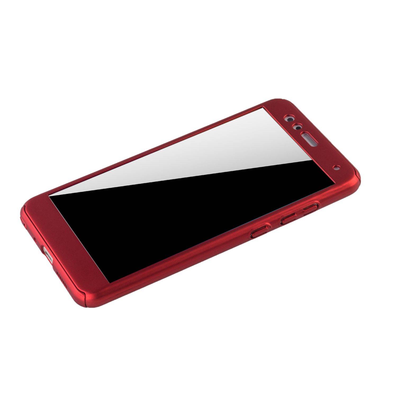 Huawei P10 Lite Handyhülle 360 Grad Schutz Full Cover Rot