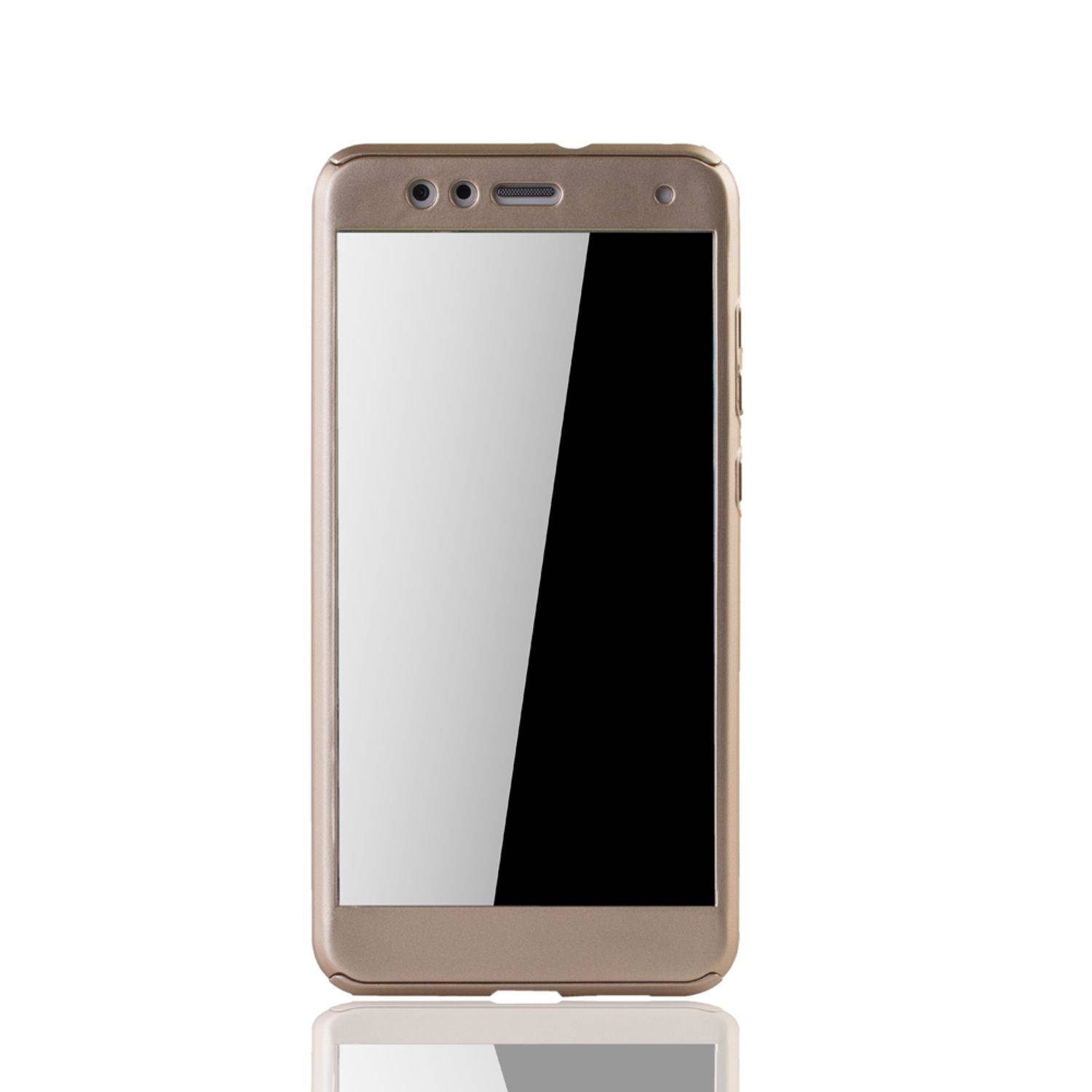 Huawei P10 Lite Handyhülle 360 Grad Schutz Full Cover Gold