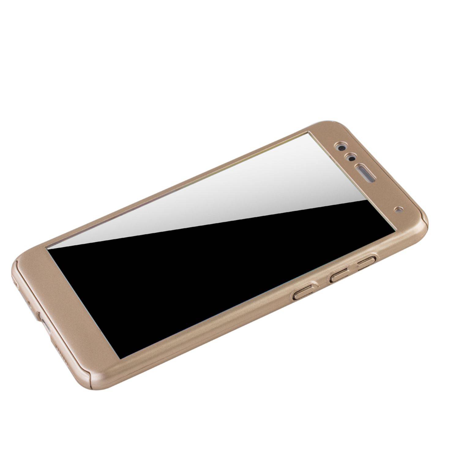 Huawei P10 Lite Handyhülle 360 Grad Schutz Full Cover Gold