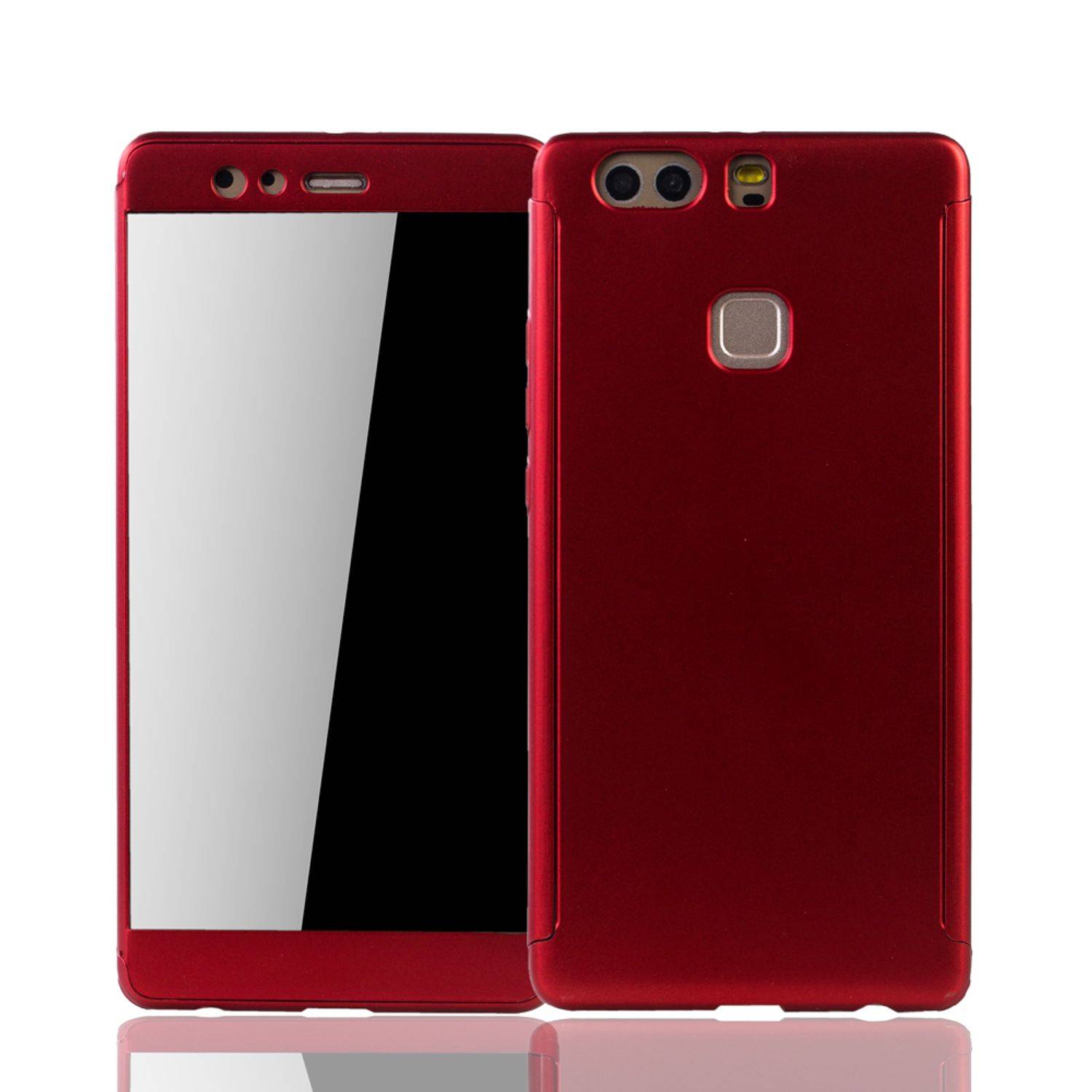 Huawei P9 Plus Handyhülle 360 Grad Schutz Full Cover Rot