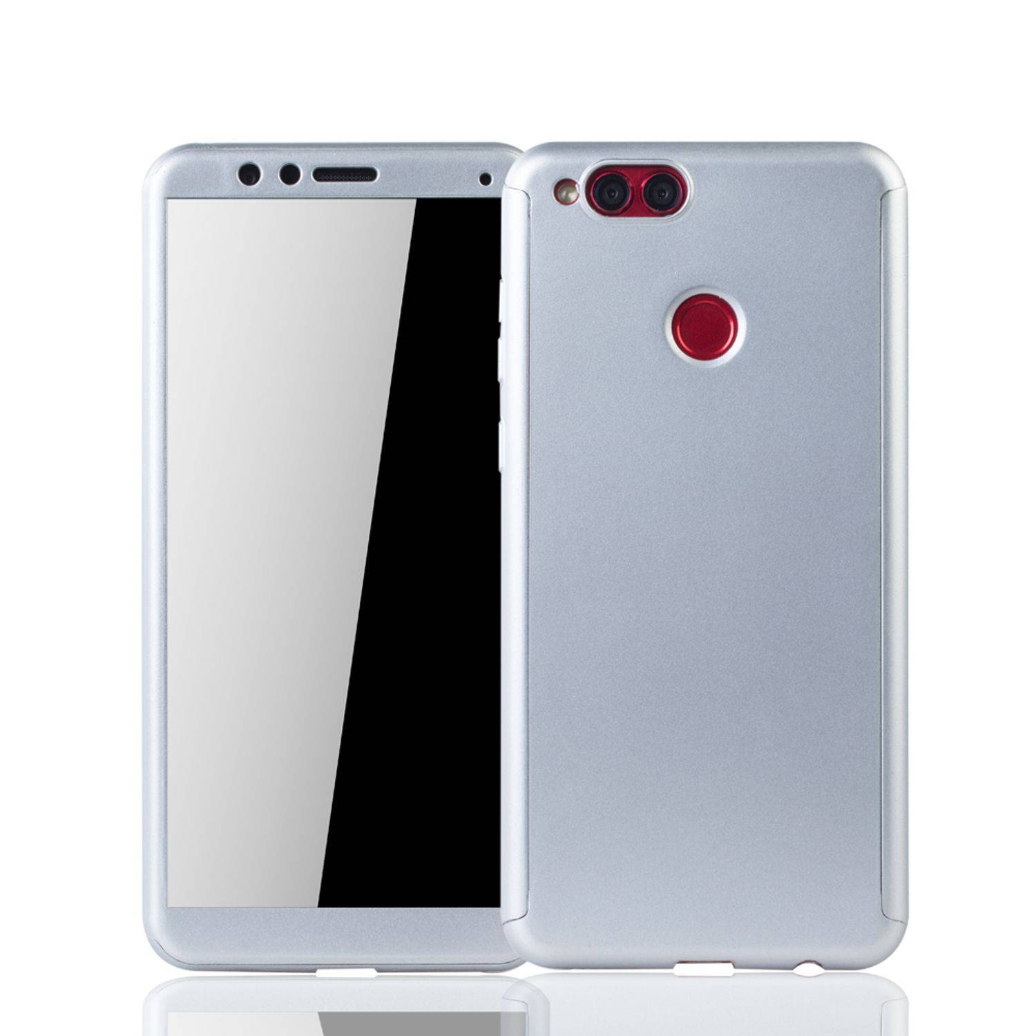 Huawei Honor 7X Handyhülle 360 Grad Schutz Full Cover Silber