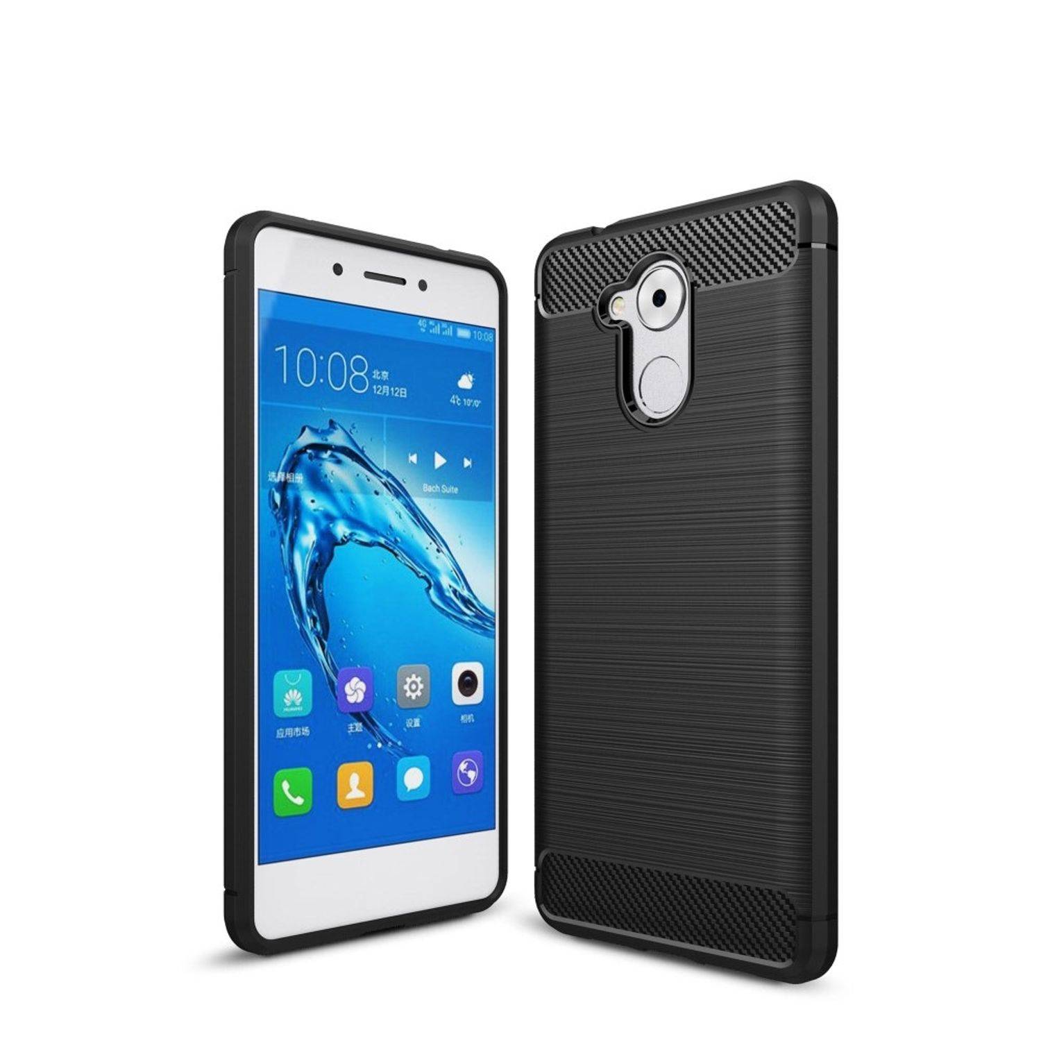 Huawei Enjoy 6s Handyhülle Carbon Optik Backcover Schwarz