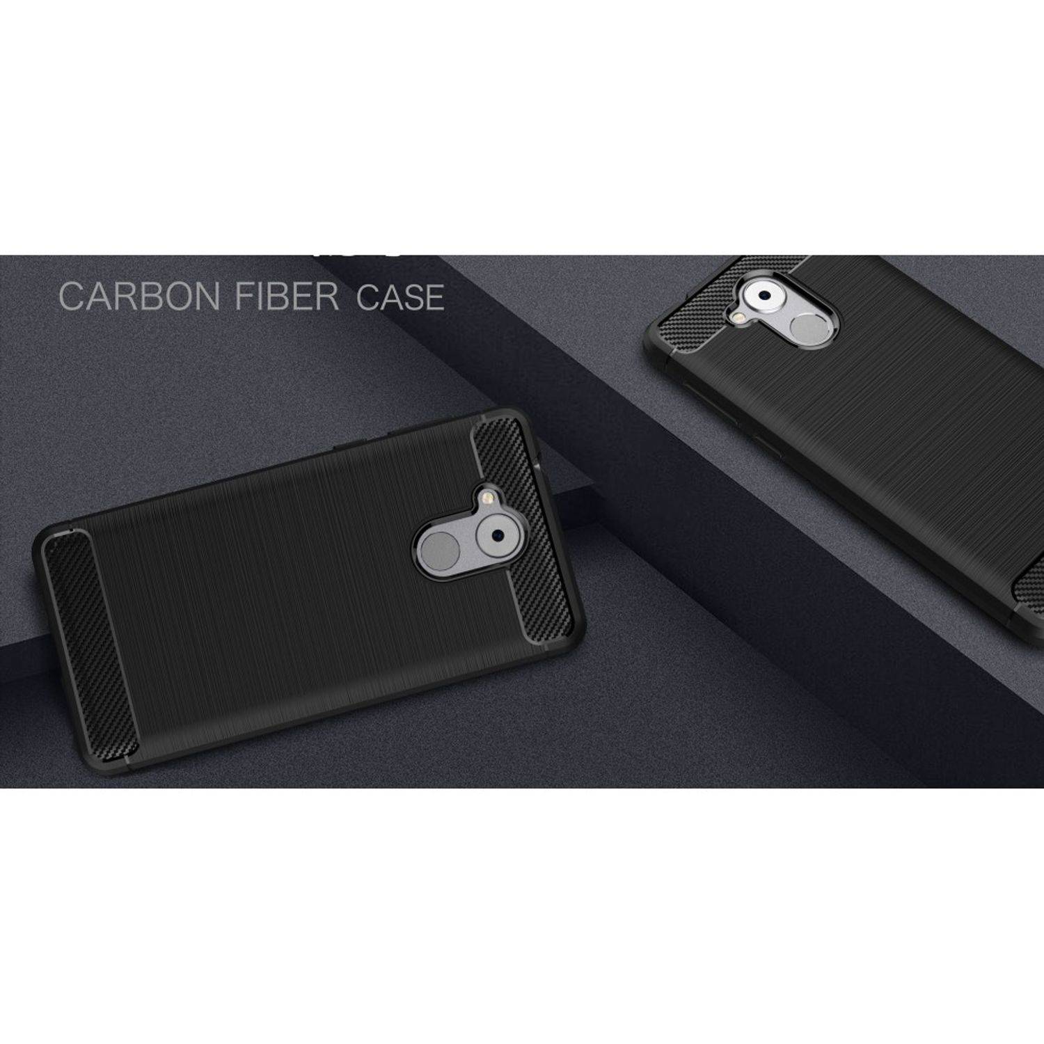 Huawei Enjoy 6s Handyhülle Carbon Optik Backcover Schwarz
