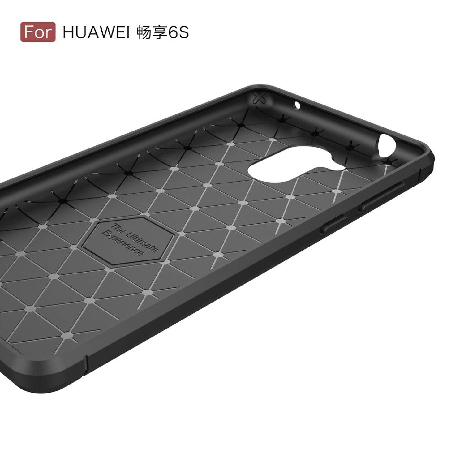 Huawei Enjoy 6s Handyhülle Carbon Optik Backcover Schwarz