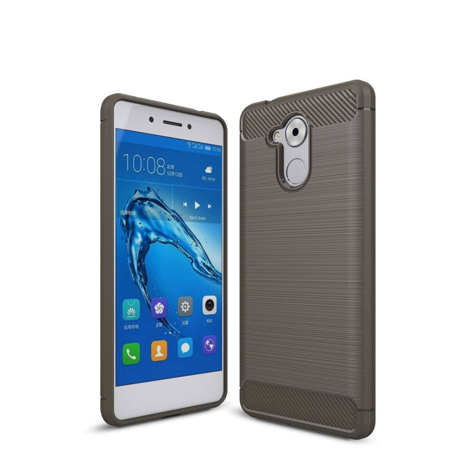 Huawei Enjoy 6s Handyhülle Carbon Optik Backcover Grau