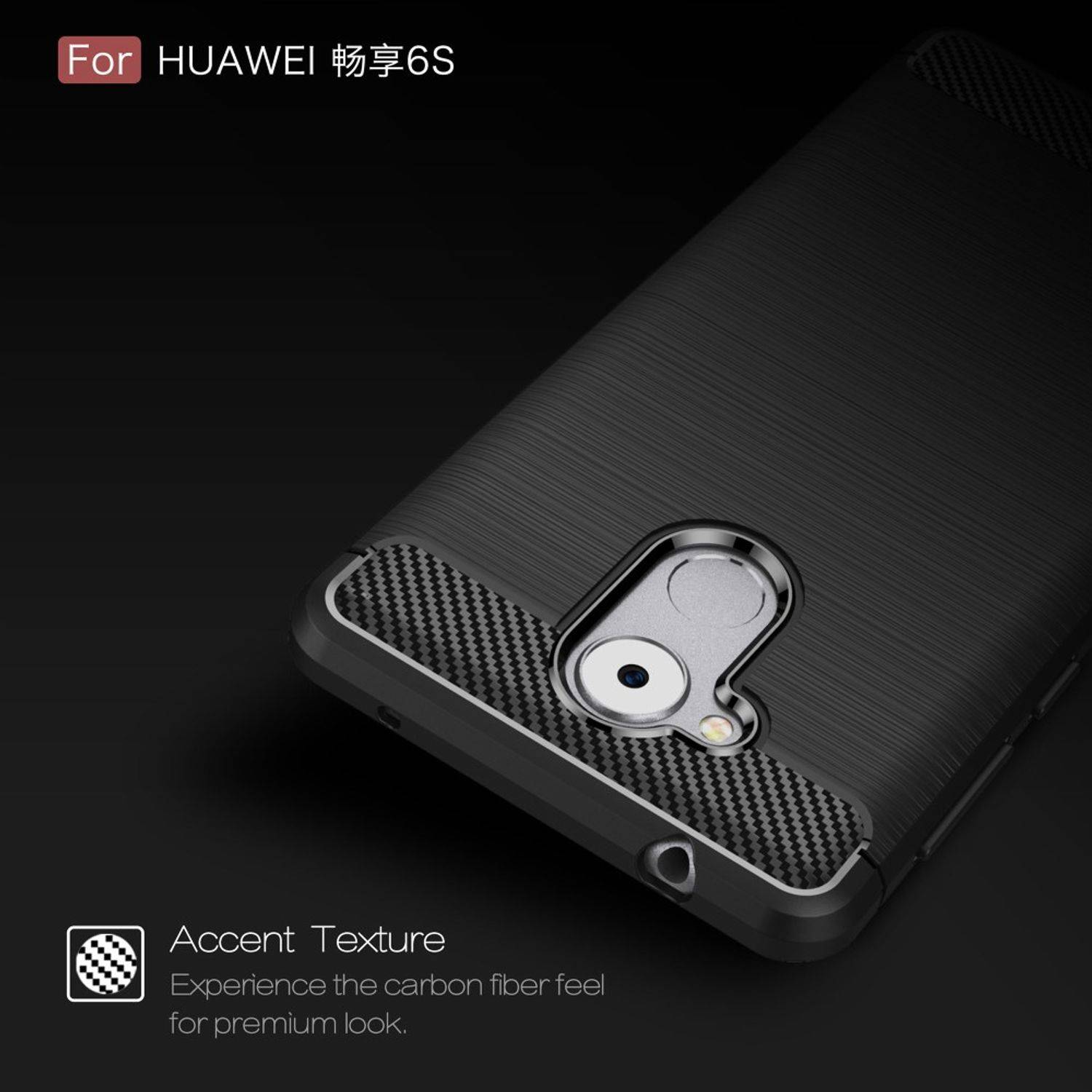 Huawei Enjoy 6s Handyhülle Carbon Optik Backcover Grau