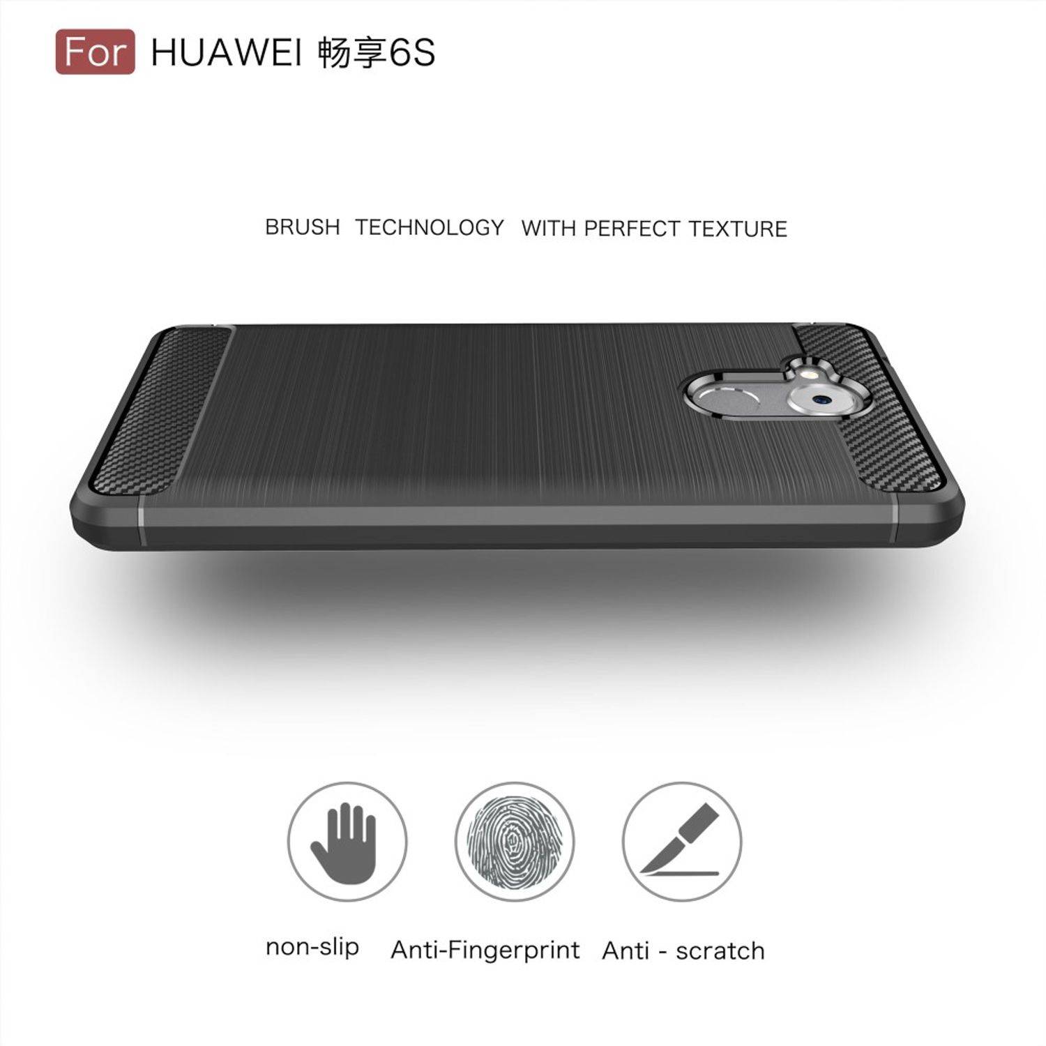 Huawei Enjoy 6s Handyhülle Carbon Optik Backcover Grau