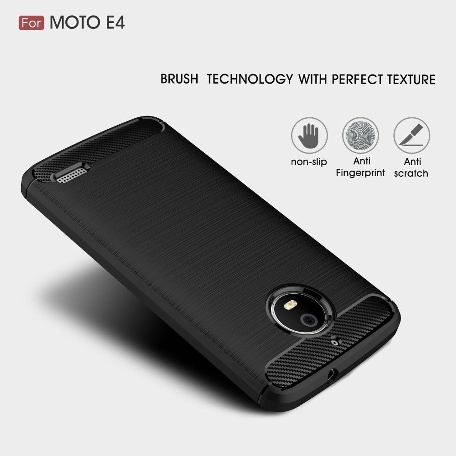 Motorola Moto E4 Handyhülle Carbon Optik Backcover Blau