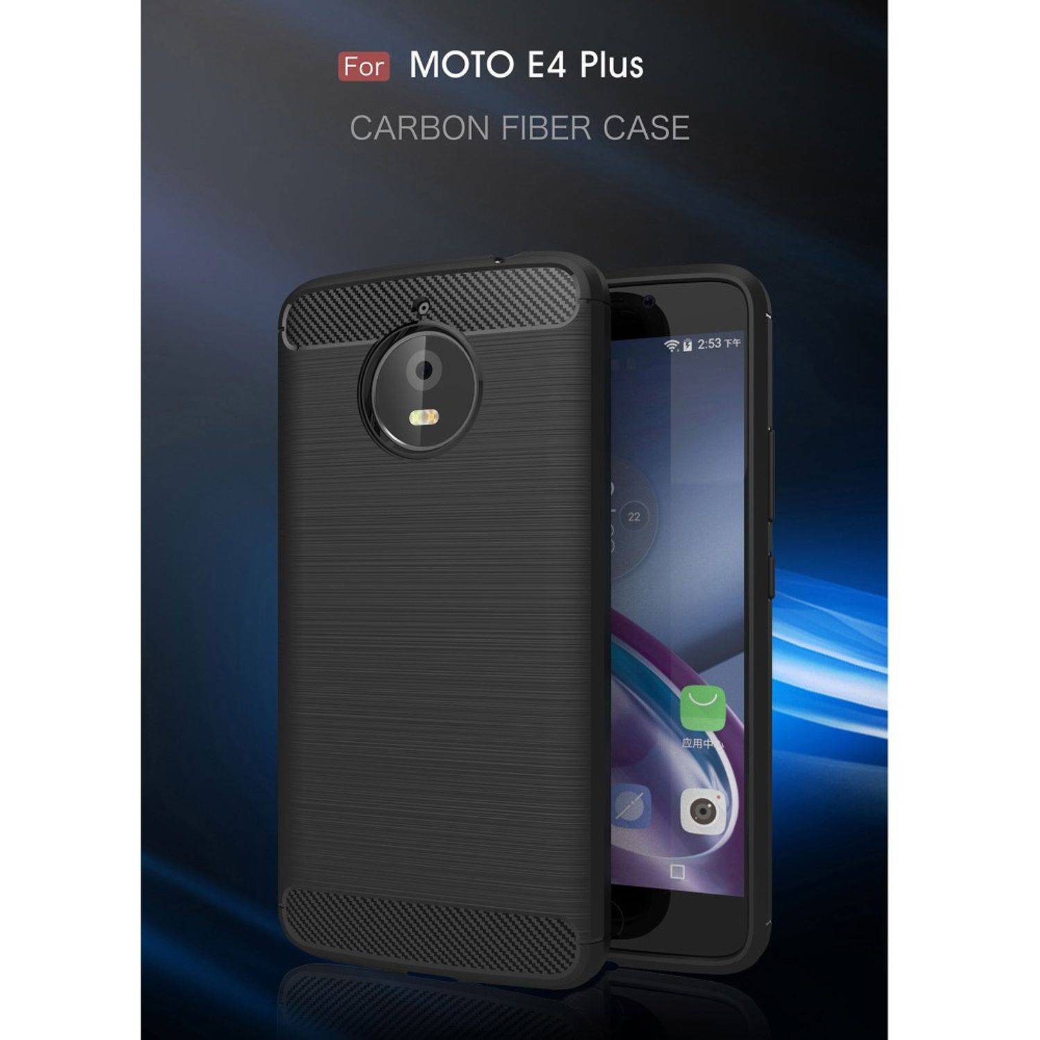 Motorola Moto E4 Plus Handyhülle Carbon Optik Backcover Blau