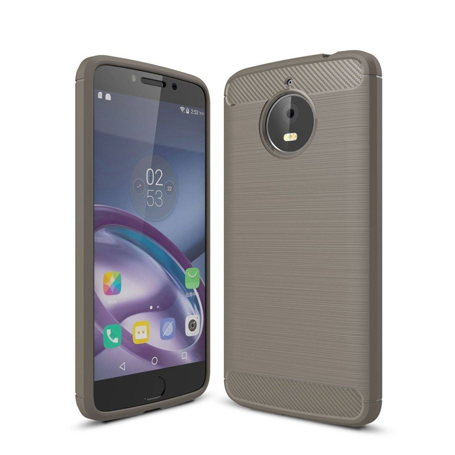 Motorola Moto E4 Plus Handyhülle Carbon Optik Backcover Grau