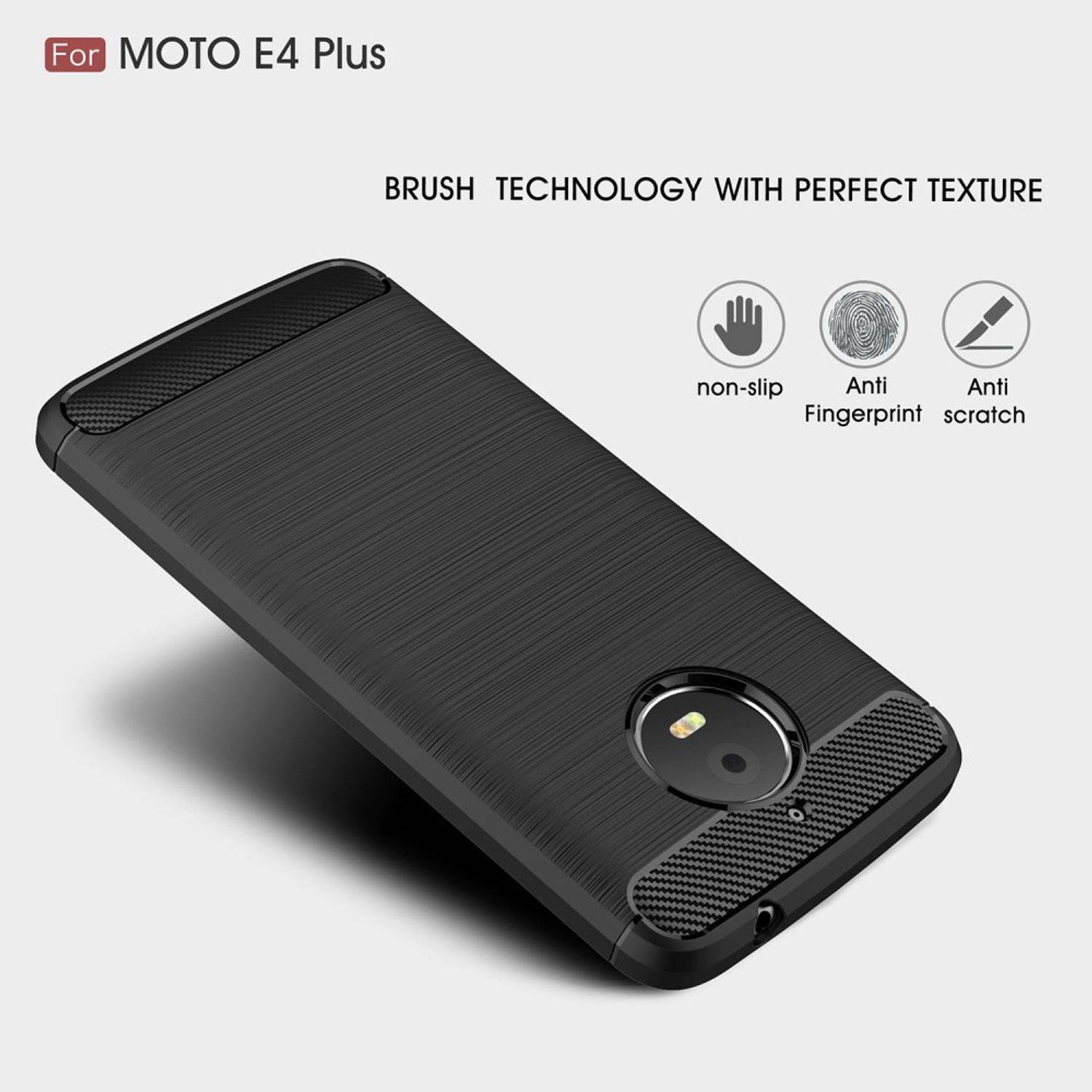 Motorola Moto E4 Plus Handyhülle Carbon Optik Backcover Grau