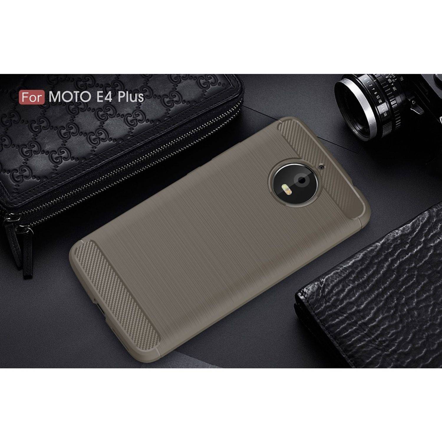 Motorola Moto E4 Plus Handyhülle Carbon Optik Backcover Grau
