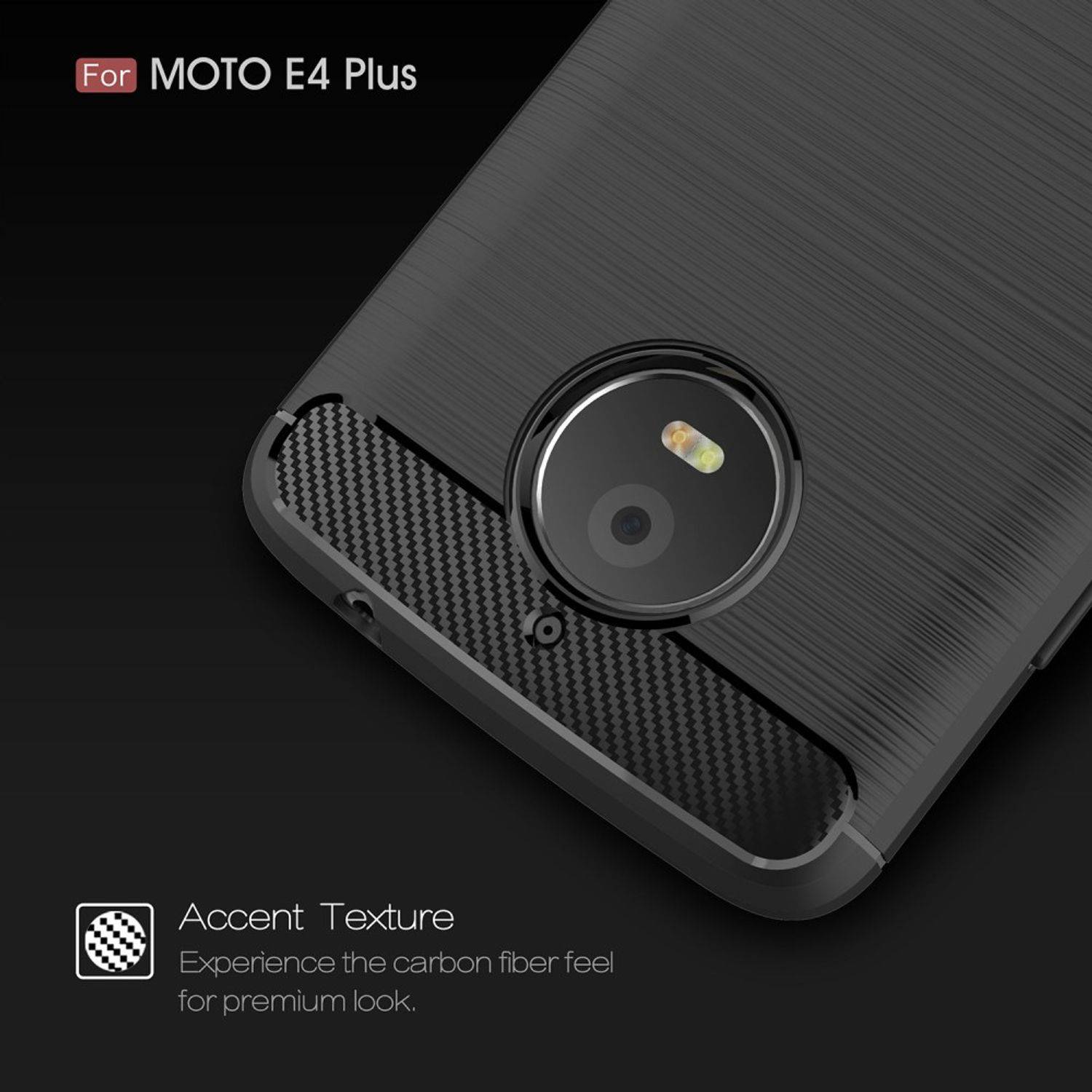 Motorola Moto E4 Plus Handyhülle Carbon Optik Backcover Grau