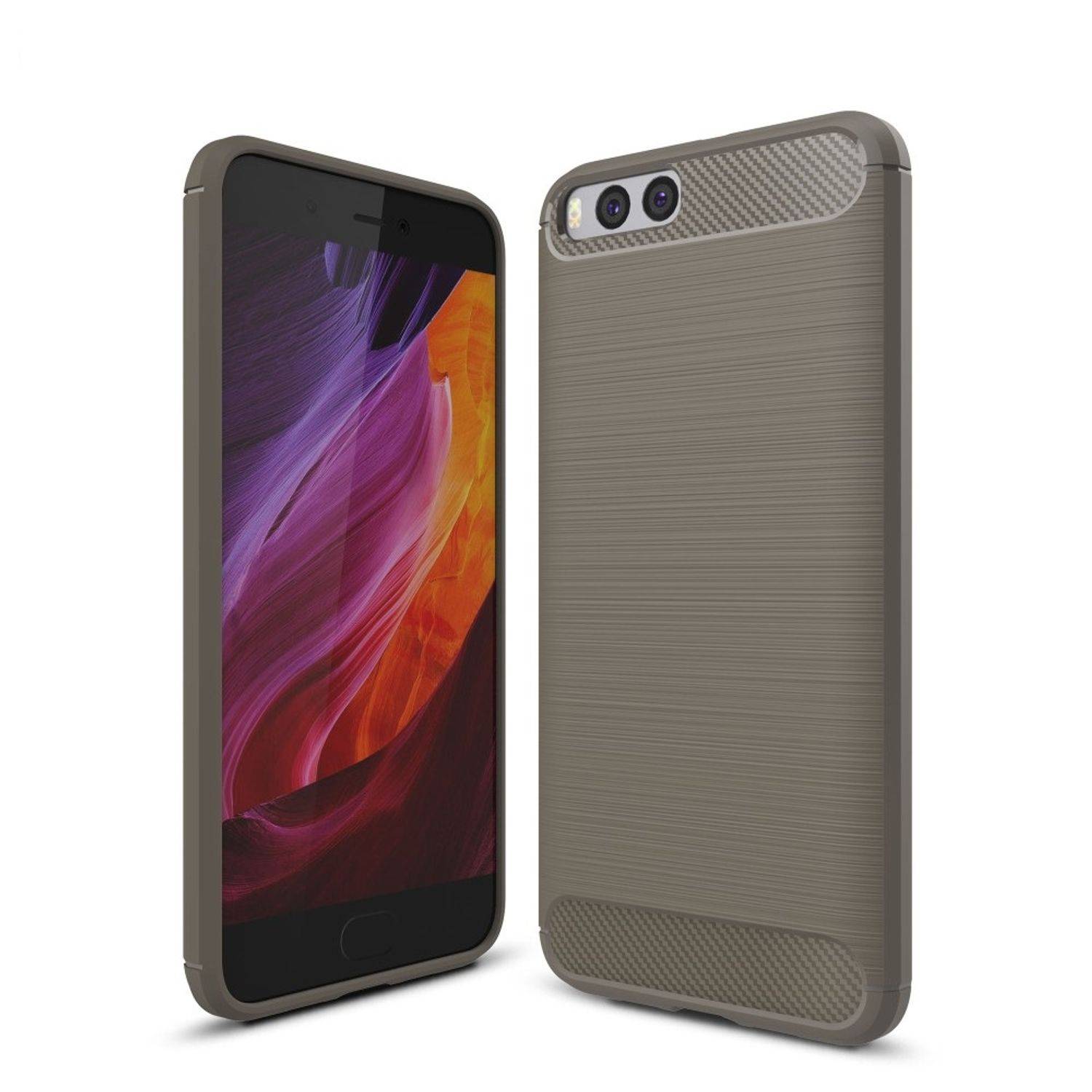 Xiaomi Mi 6 Handyhülle Carbon Optik Backcover Grau