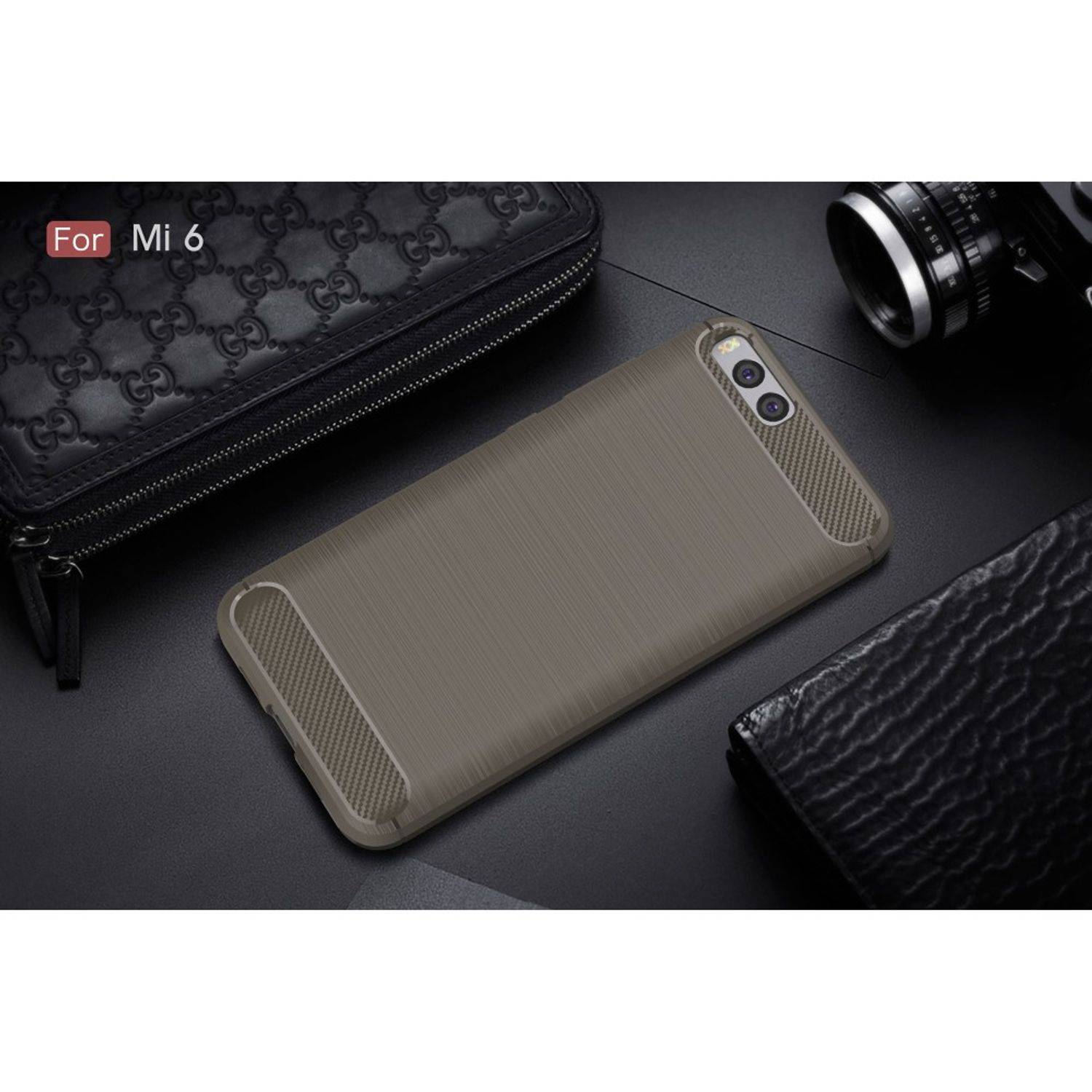 Xiaomi Mi 6 Handyhülle Carbon Optik Backcover Grau
