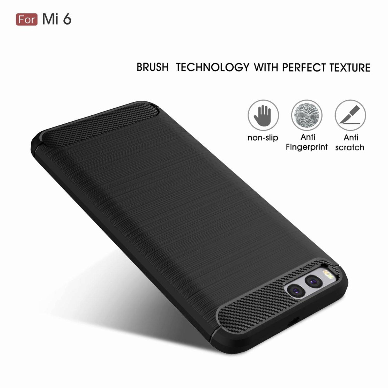 Xiaomi Mi 6 Handyhülle Carbon Optik Backcover Grau