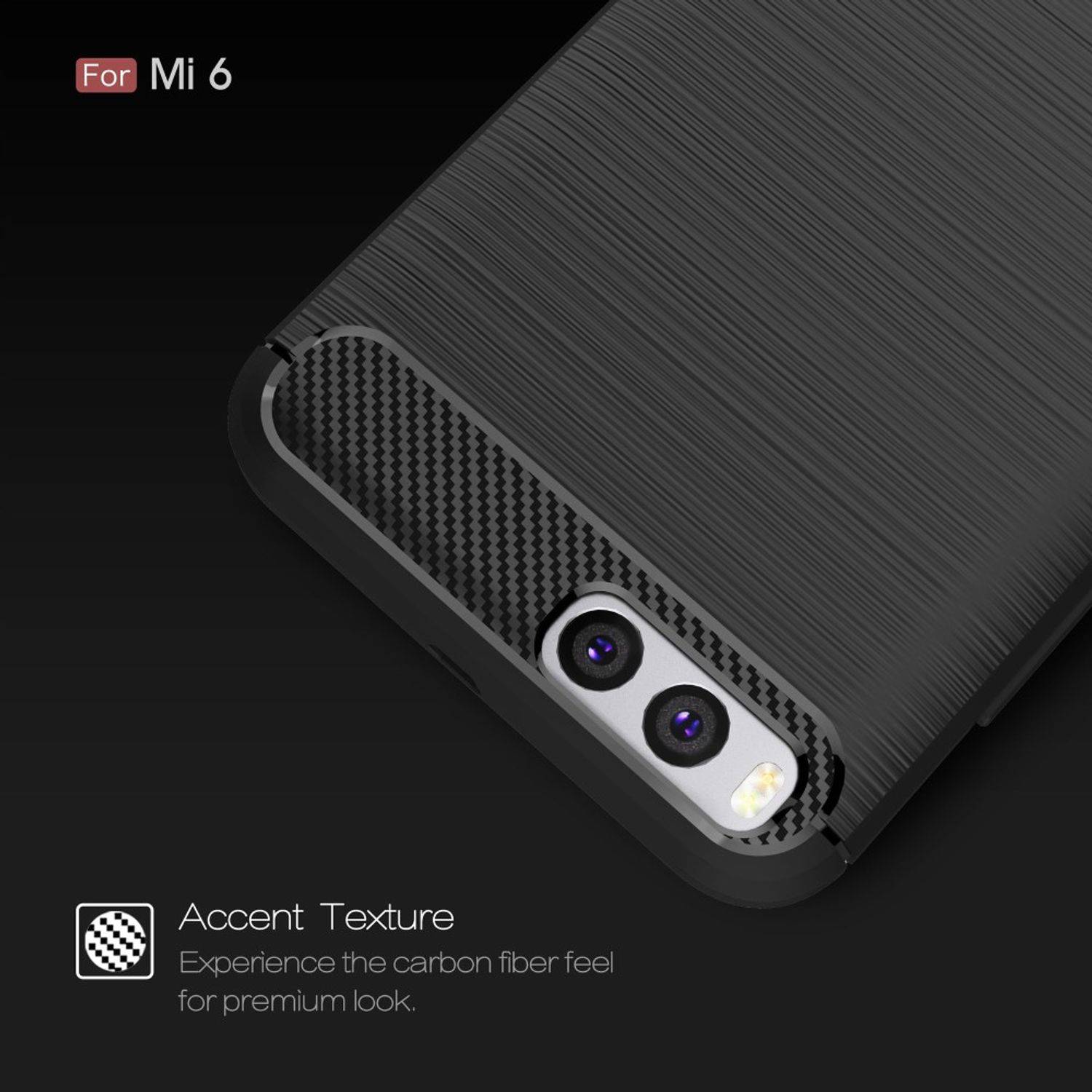 Xiaomi Mi 6 Handyhülle Carbon Optik Backcover Grau