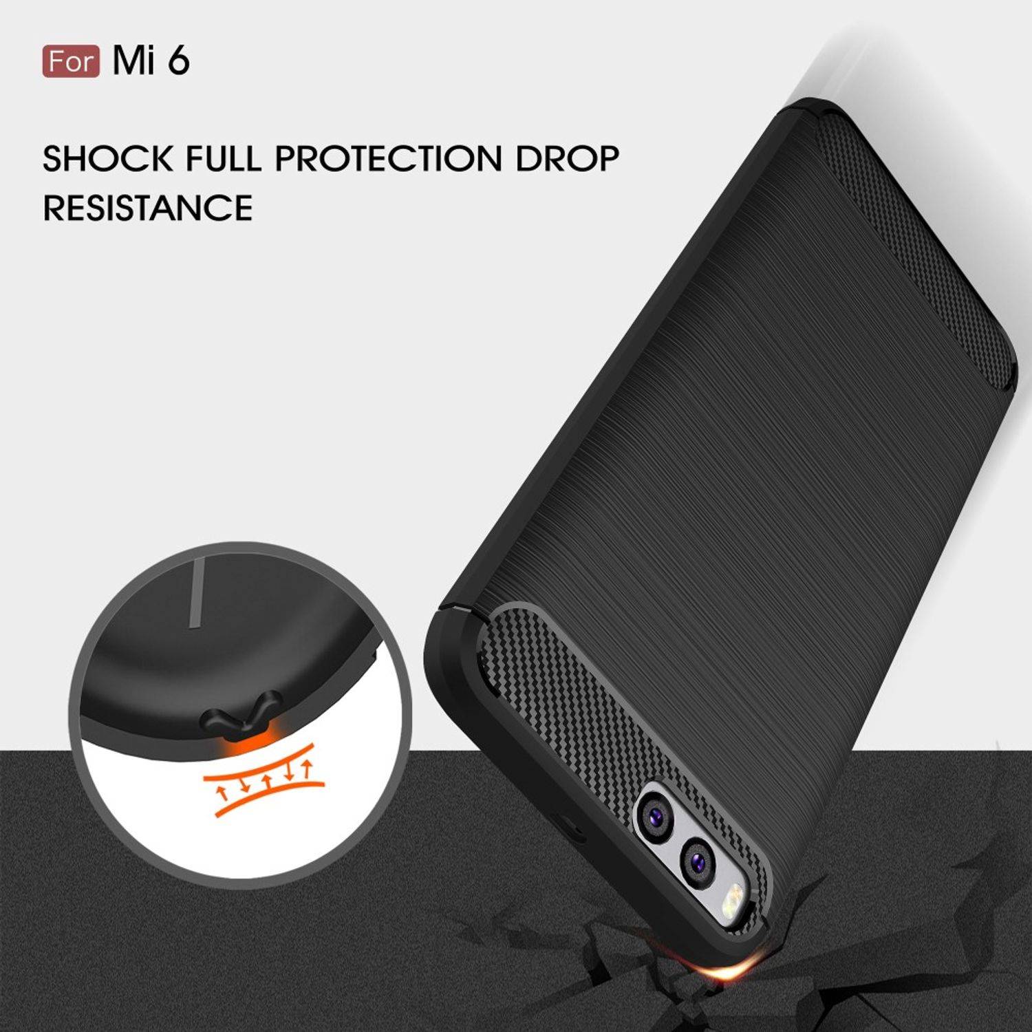Xiaomi Mi 6 Handyhülle Carbon Optik Backcover Grau