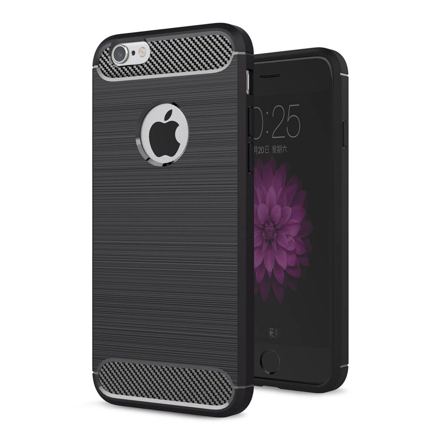Apple iPhone 6 / 6s Handyhülle Carbon Optik Backcover Schwarz