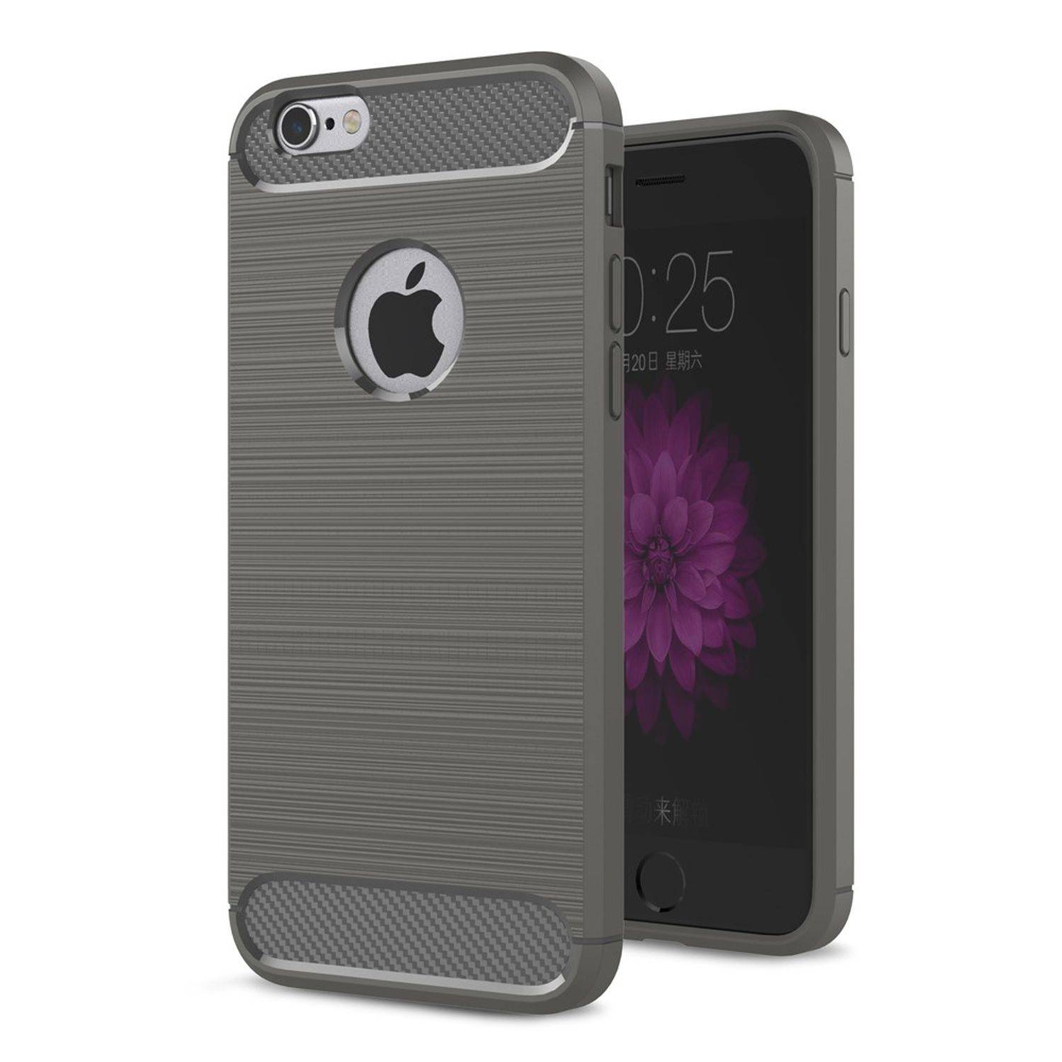 Apple iPhone 6 / 6s Plus Handyhülle Carbon Optik Backcover Grau