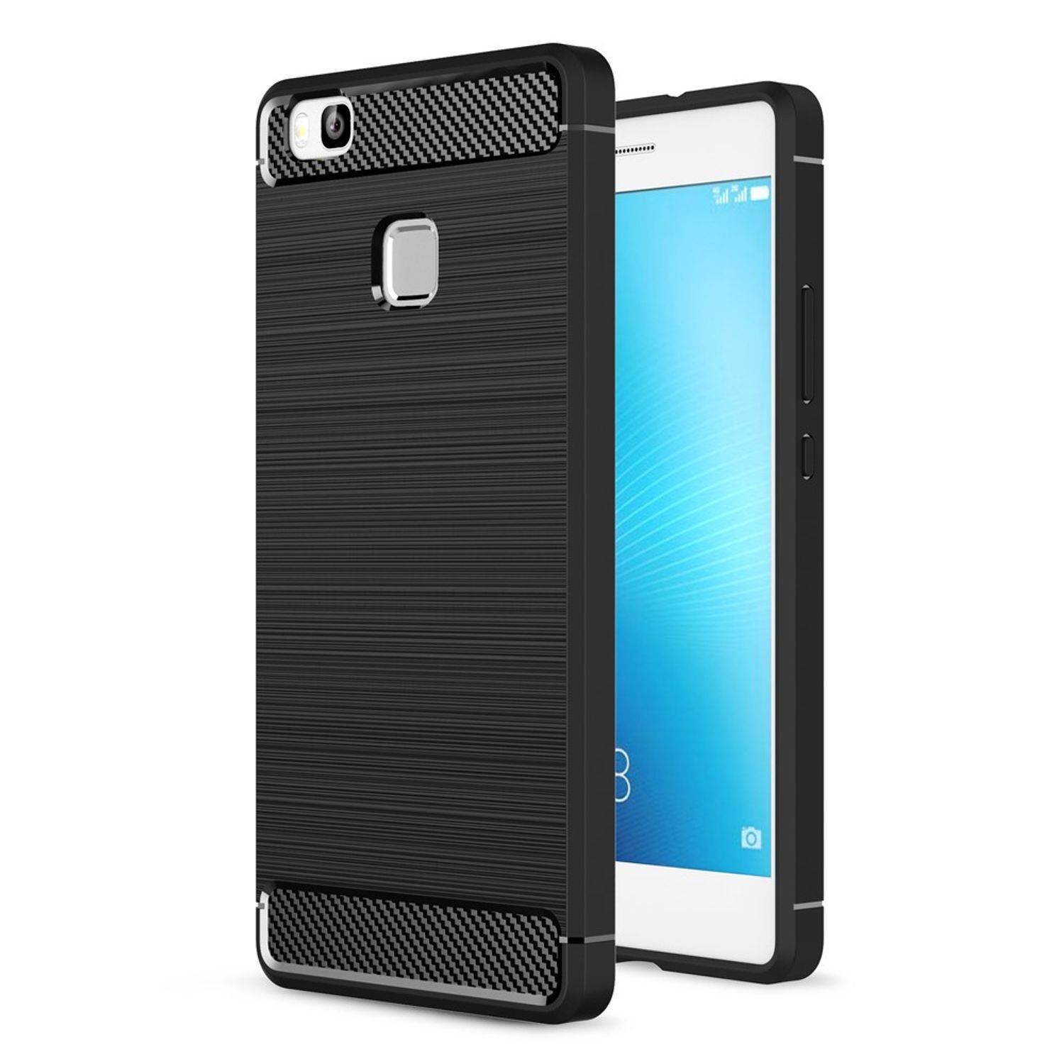 Huawei P9 Lite Handyhülle Carbon Optik Backcover Schwarz