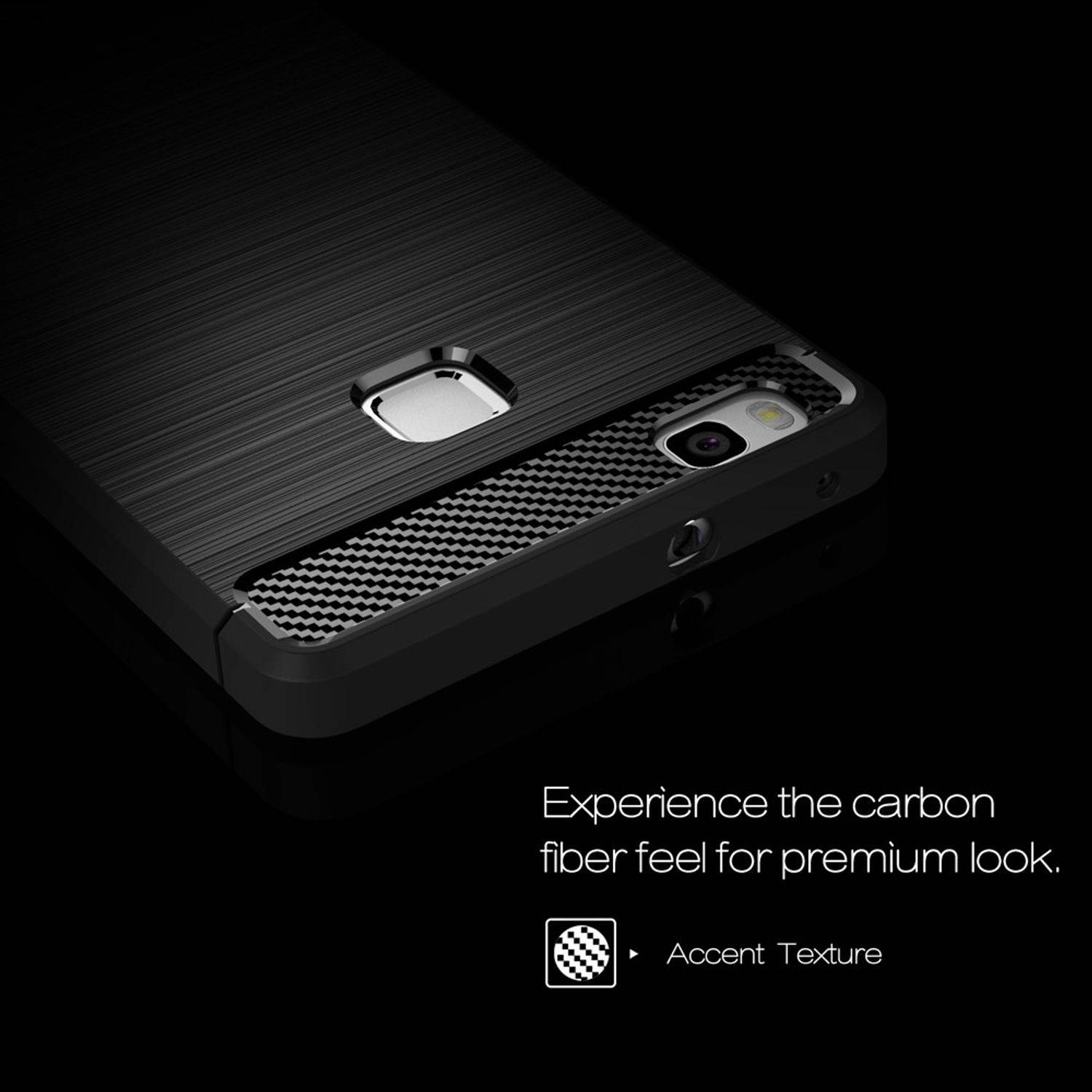 Huawei P9 Lite Handyhülle Carbon Optik Backcover Schwarz