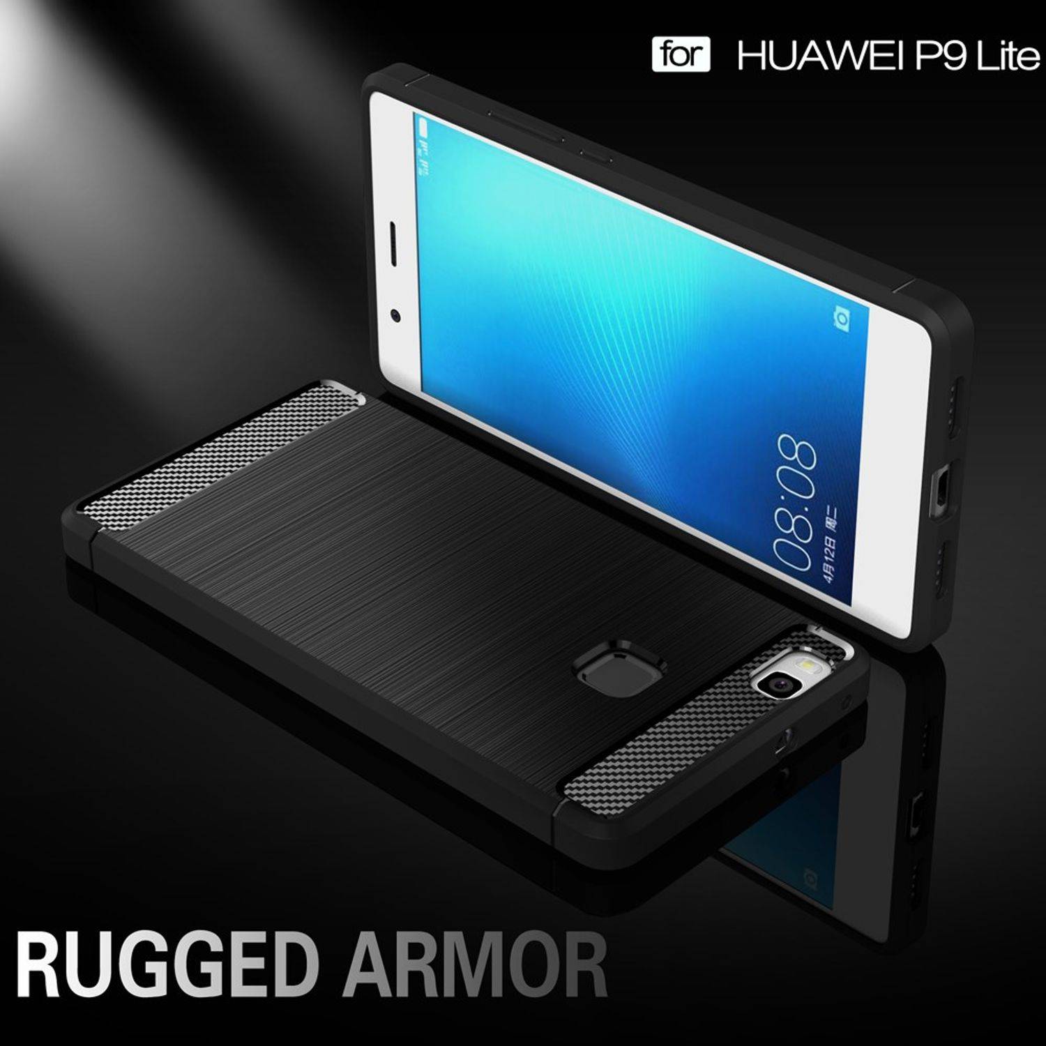 Huawei P9 Lite Handyhülle Carbon Optik Backcover Schwarz