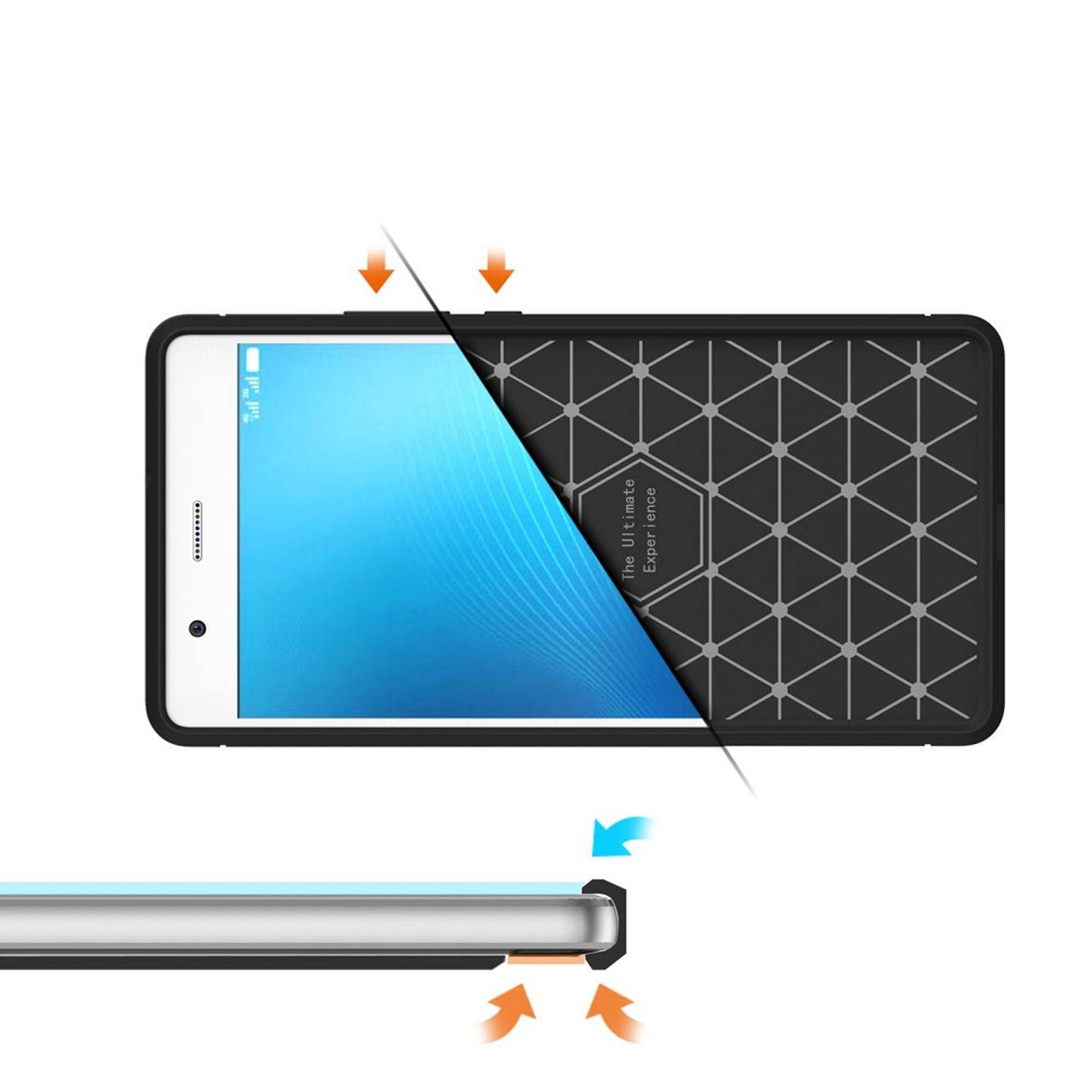 Huawei P9 Lite Handyhülle Carbon Optik Backcover Schwarz