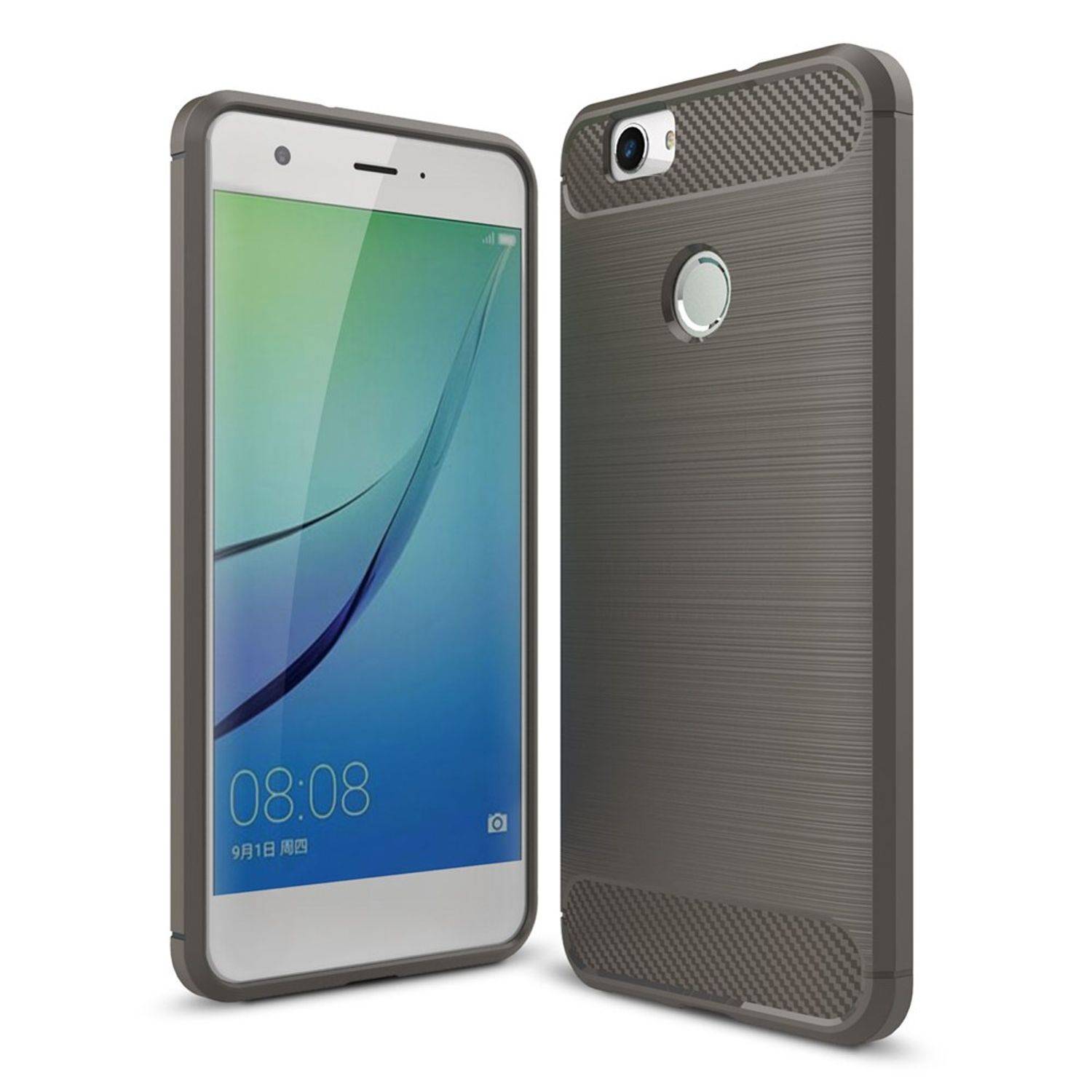 Huawei Nova Handyhülle Carbon Optik Backcover Grau