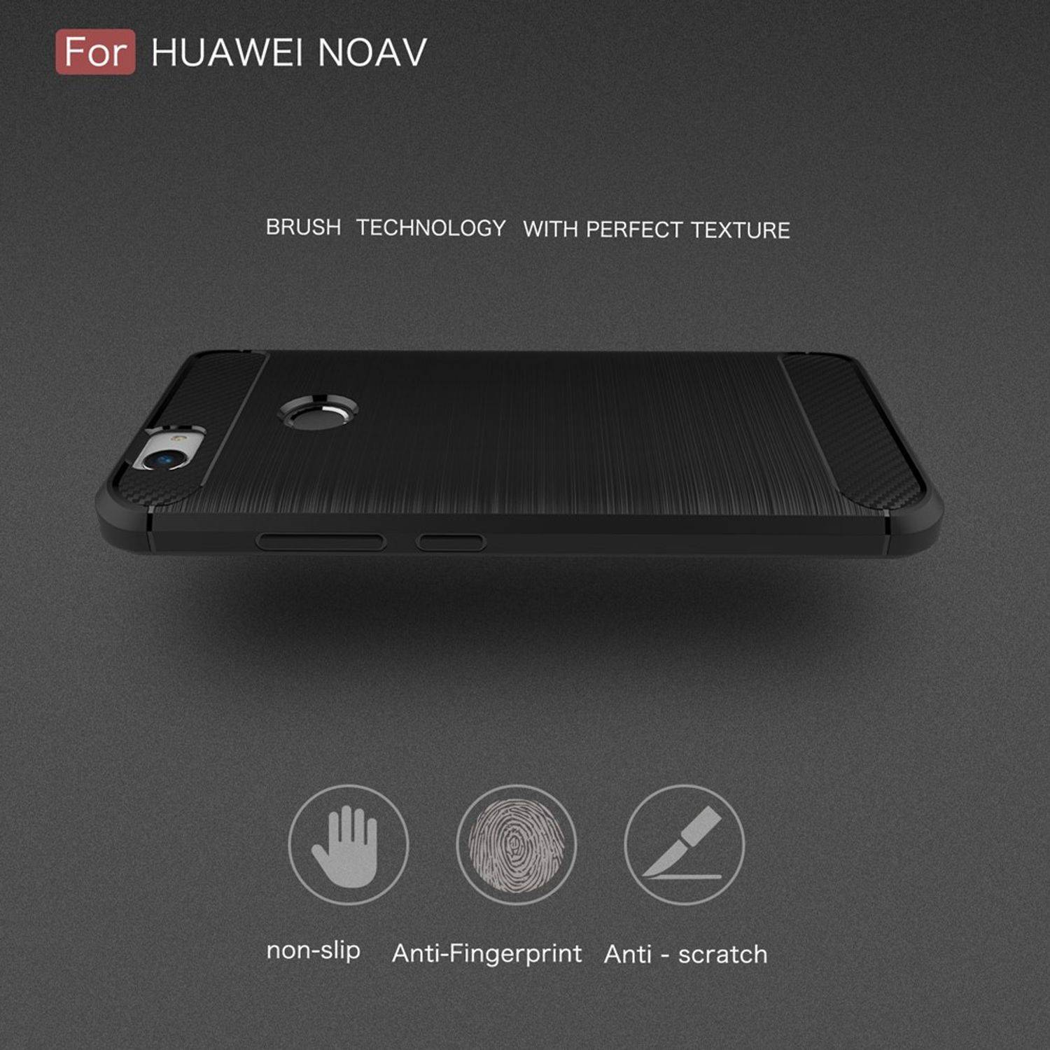 Huawei Nova Handyhülle Carbon Optik Backcover Grau