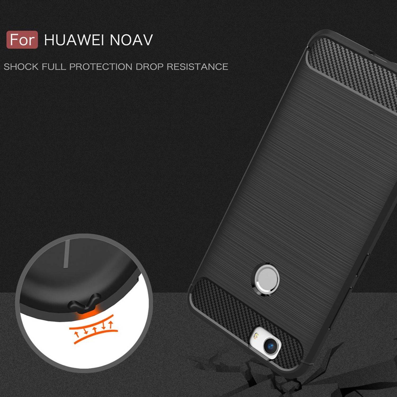 Huawei Nova Handyhülle Carbon Optik Backcover Grau