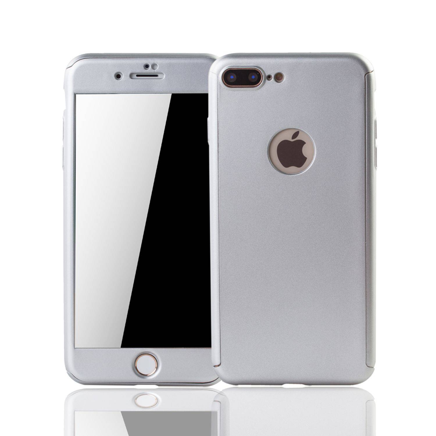 Apple iPhone 8 Plus Handyhülle 360 Grad Schutz Full Cover Silber