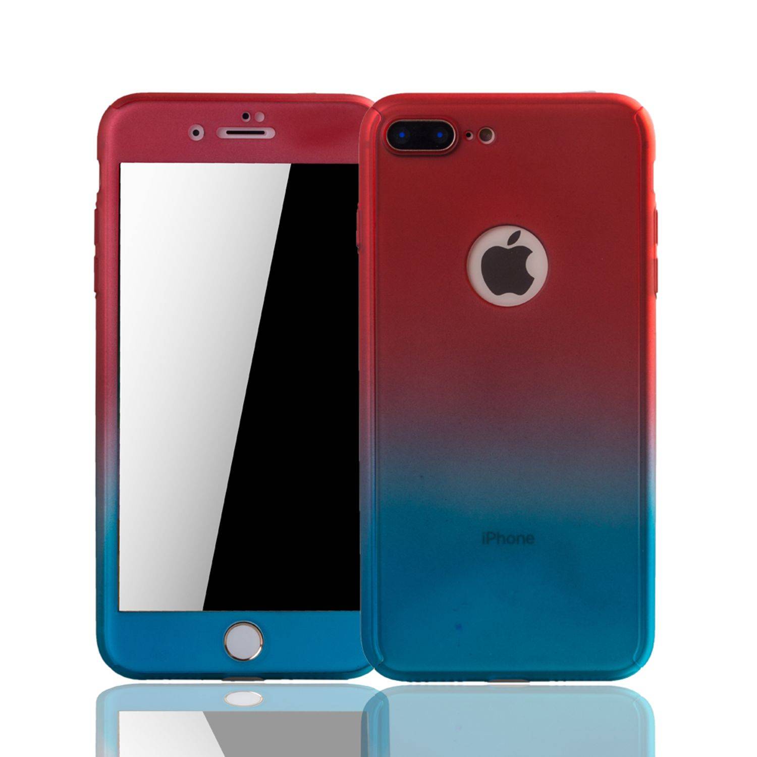 Apple iPhone 8 Plus Handyhülle 360 Grad Schutz Full Cover Mehrfarbig
