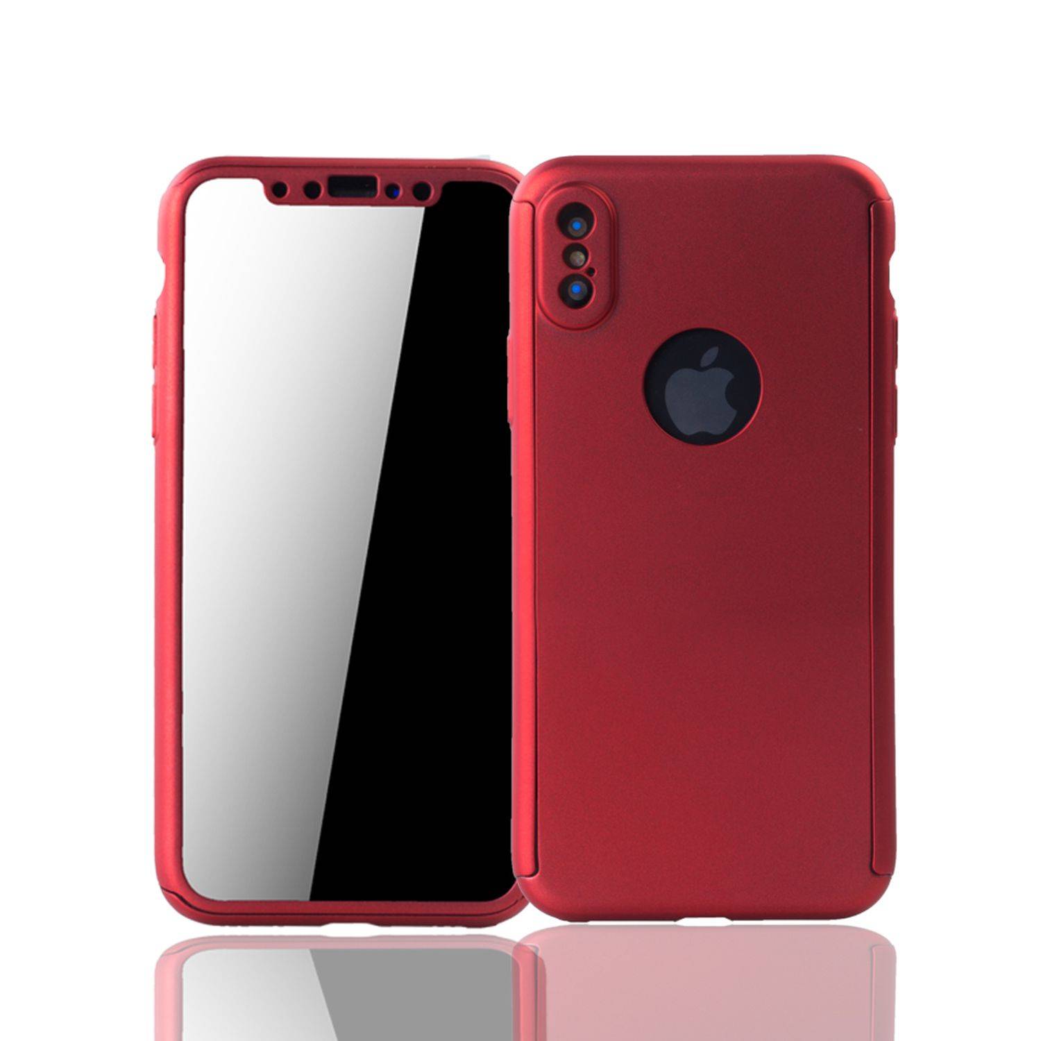 Apple iPhone X / iPhone XS Handyhülle 360 Grad Schutz Full Cover Rot