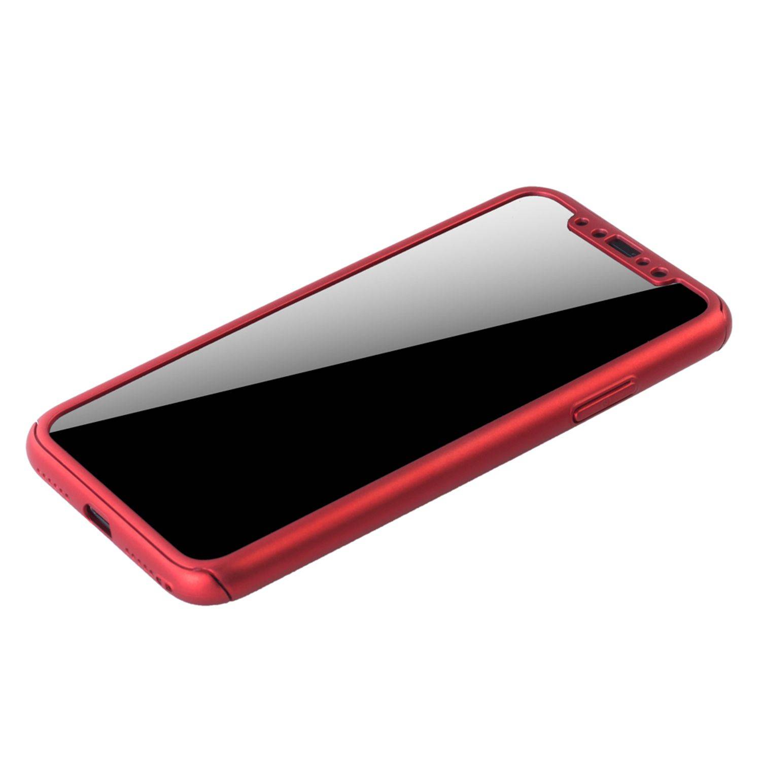 Apple iPhone X / iPhone XS Handyhülle 360 Grad Schutz Full Cover Rot
