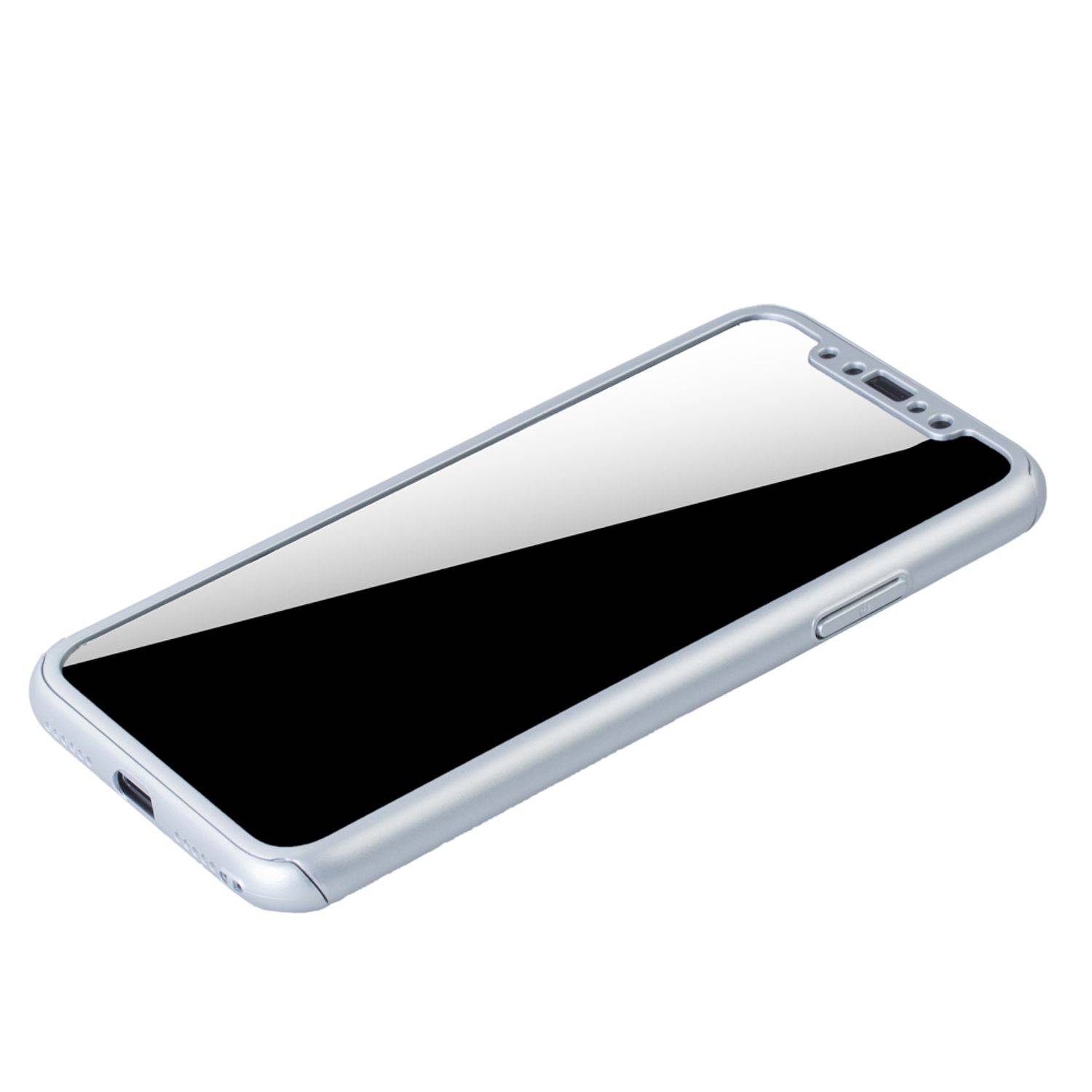 Apple iPhone X / iPhone XS Handyhülle 360 Grad Schutz Full Cover Silber
