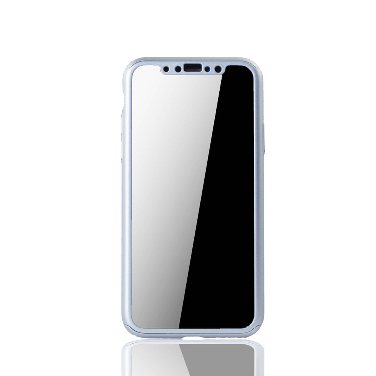 Apple iPhone X / iPhone XS Handyhülle 360 Grad Schutz Full Cover Silber