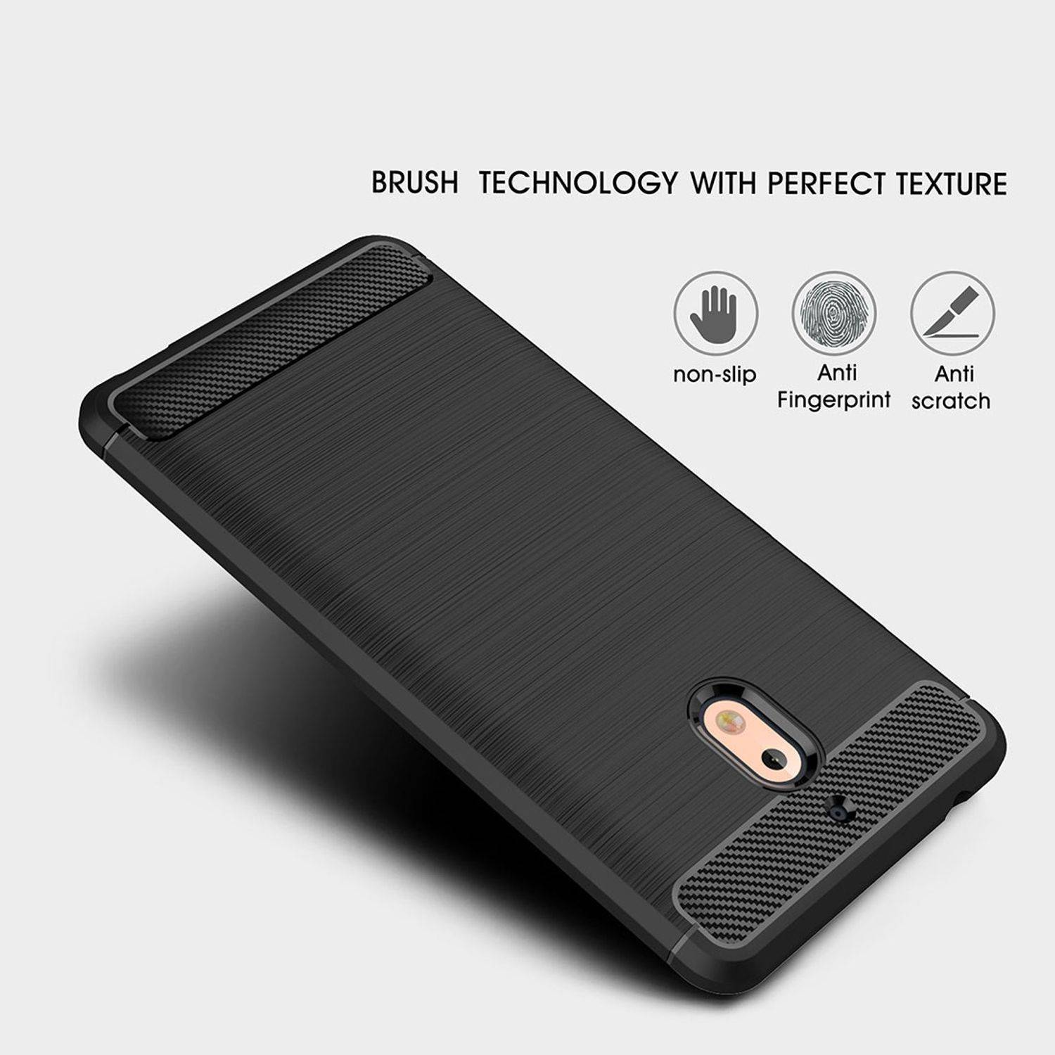 Nokia 2.1 Handyhülle Carbon Optik Backcover Blau
